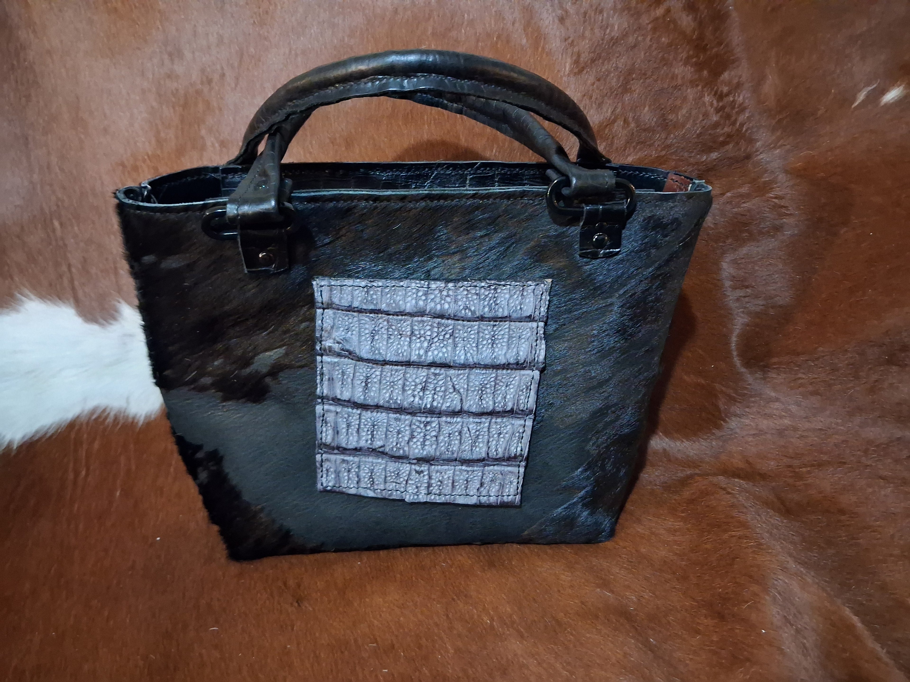 Black Genuine Leather Purse with Pocket