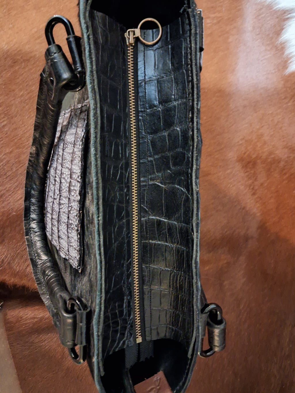 Black Genuine Leather Purse with Pocket