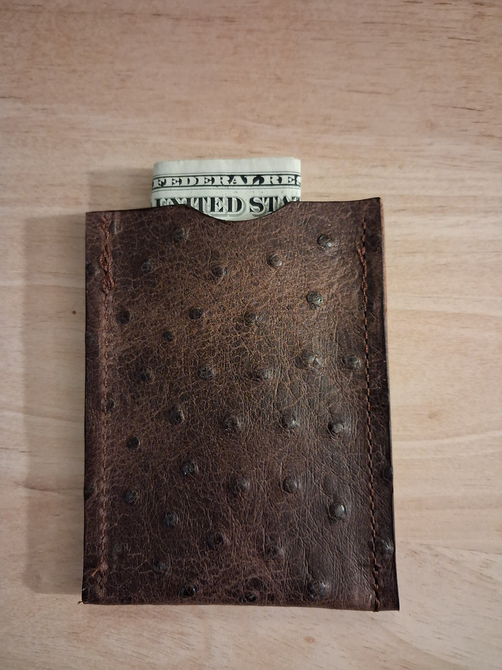 Dark Brown Ostrich Print Card Holder