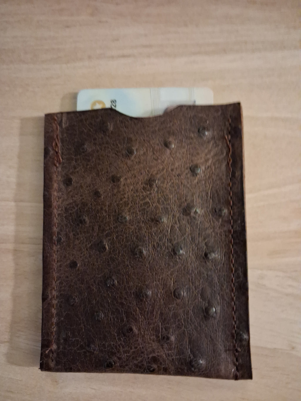 Dark Brown Ostrich Print Card Holder