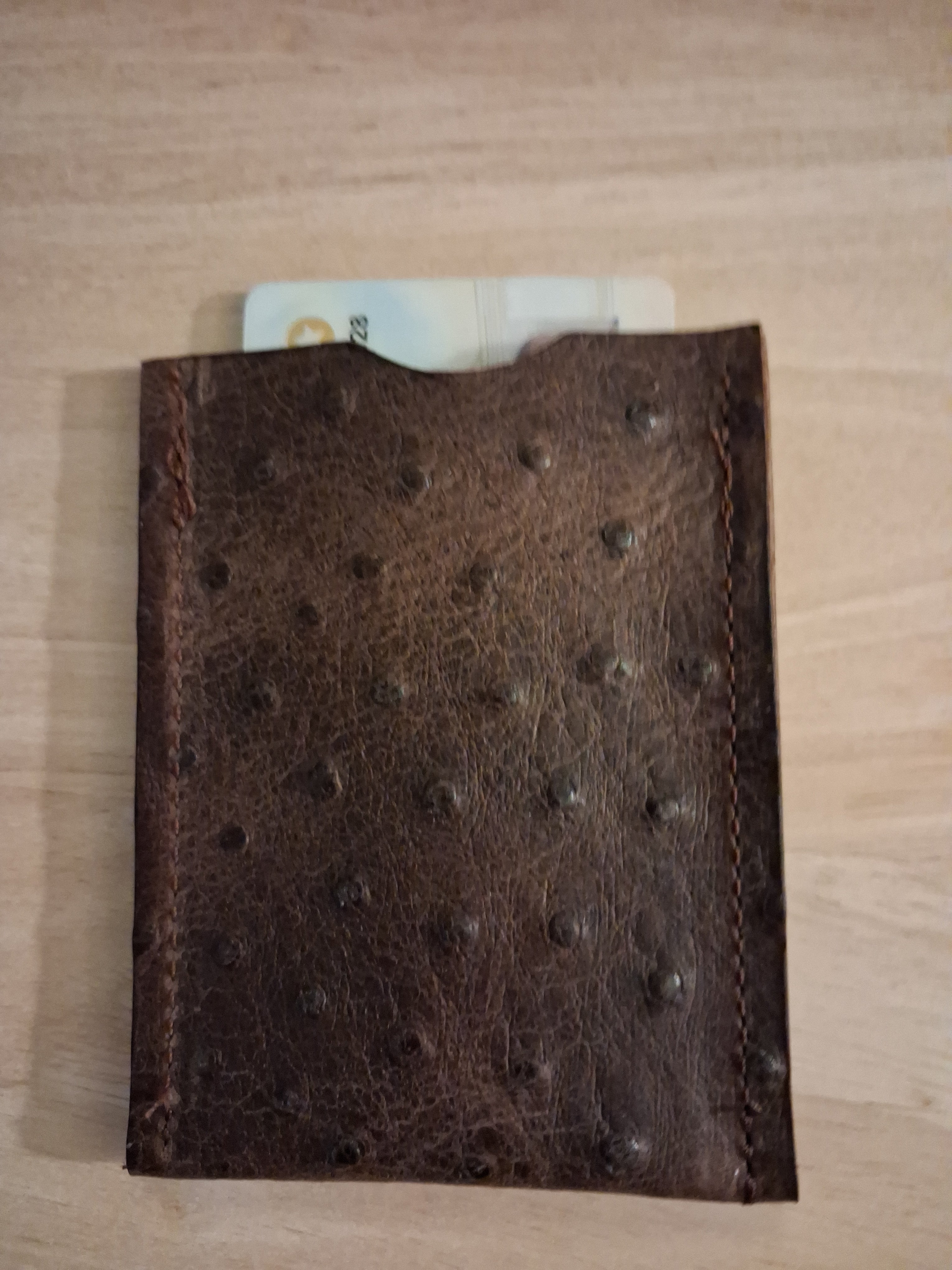 Dark Brown Ostrich Print Card Holder