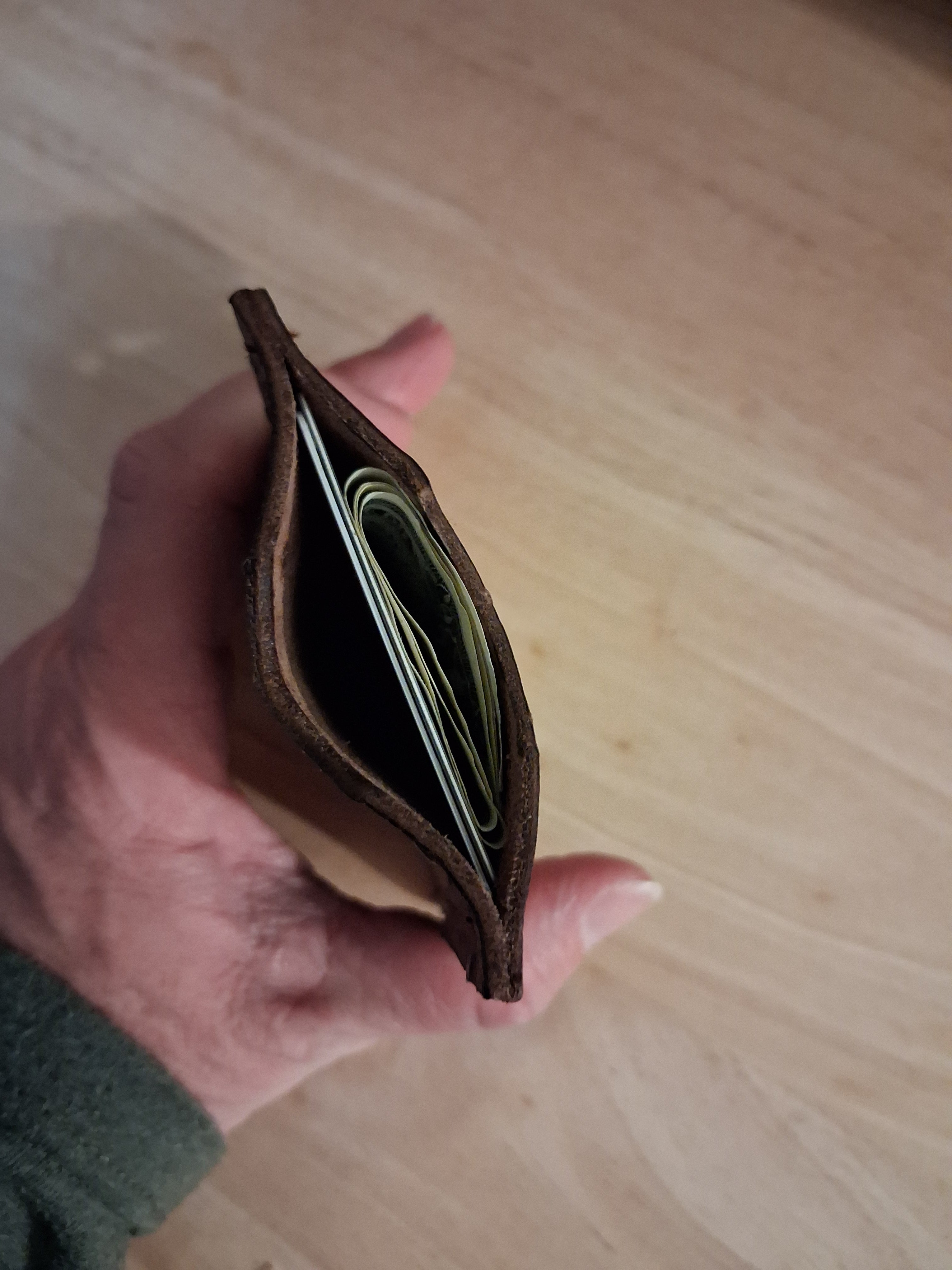 Dark Brown Ostrich Print Card Holder
