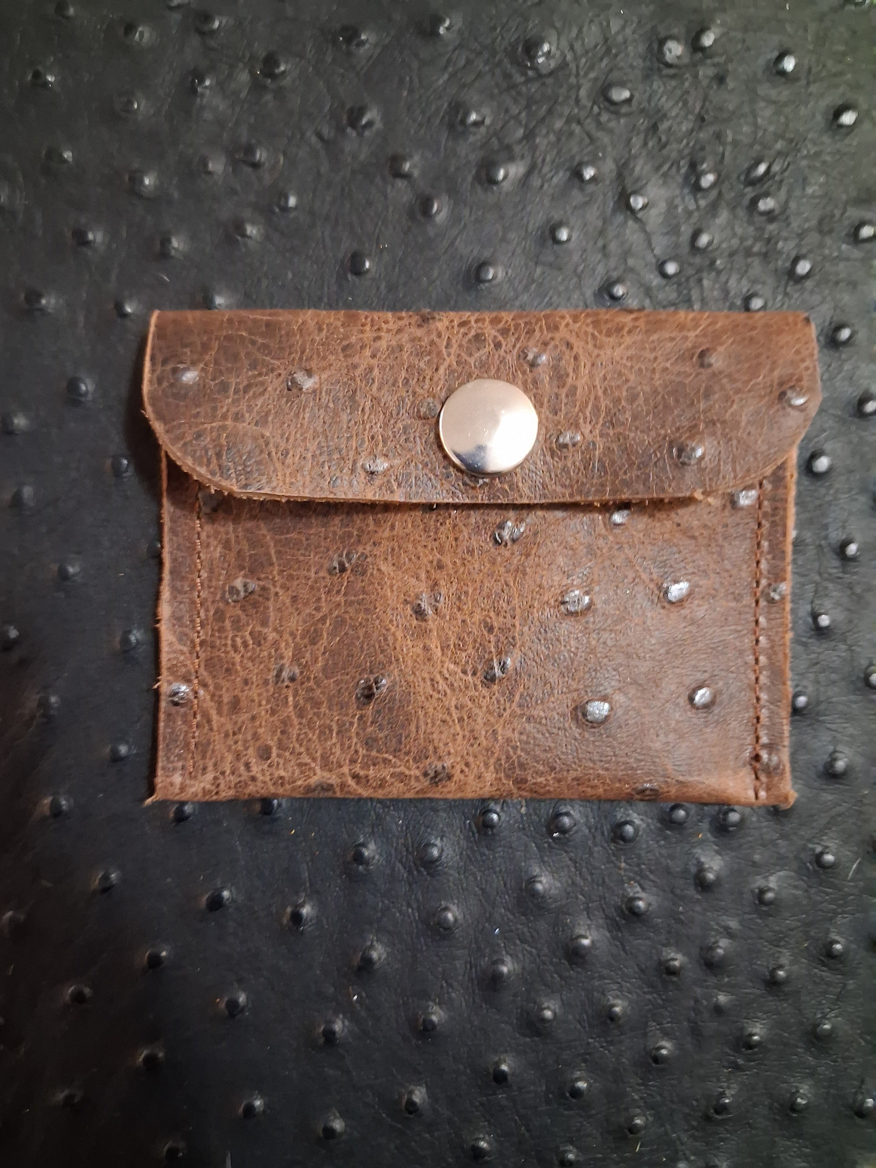 Dark Brown Ostrich Print Coin Purse
