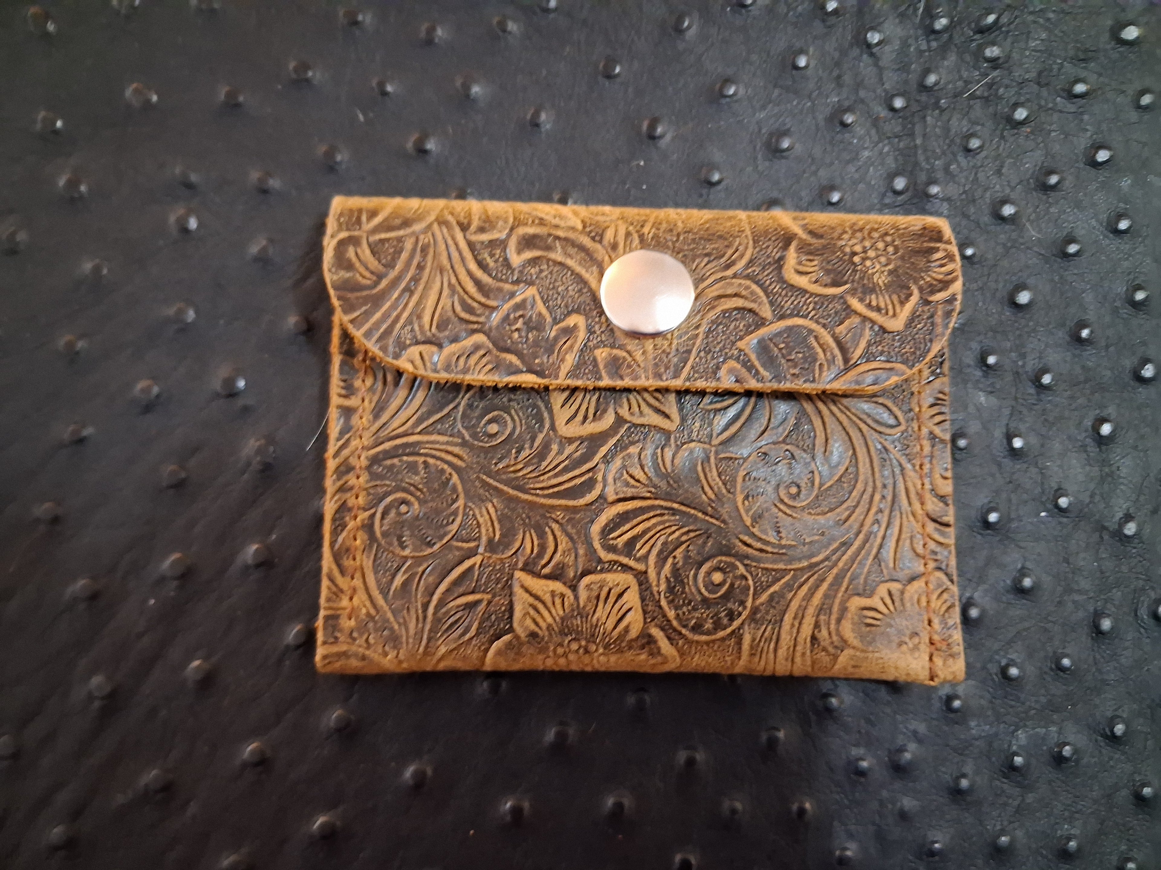 Dark Brown Floral Print Coin Purse