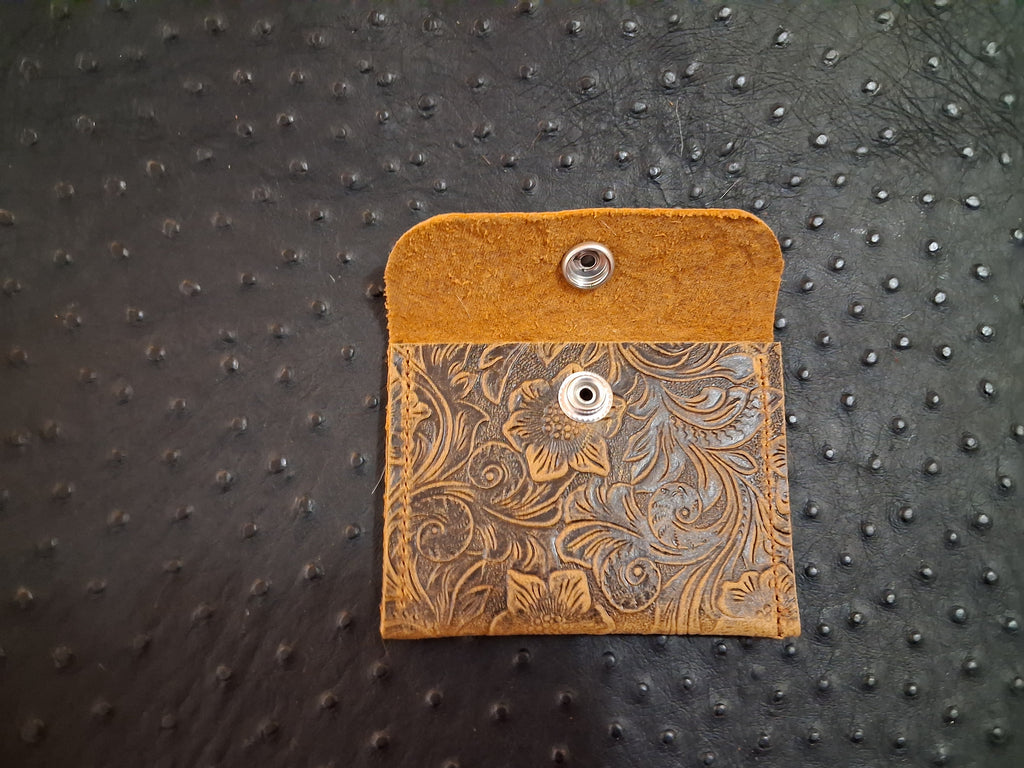 Dark Brown Floral Print Coin Purse