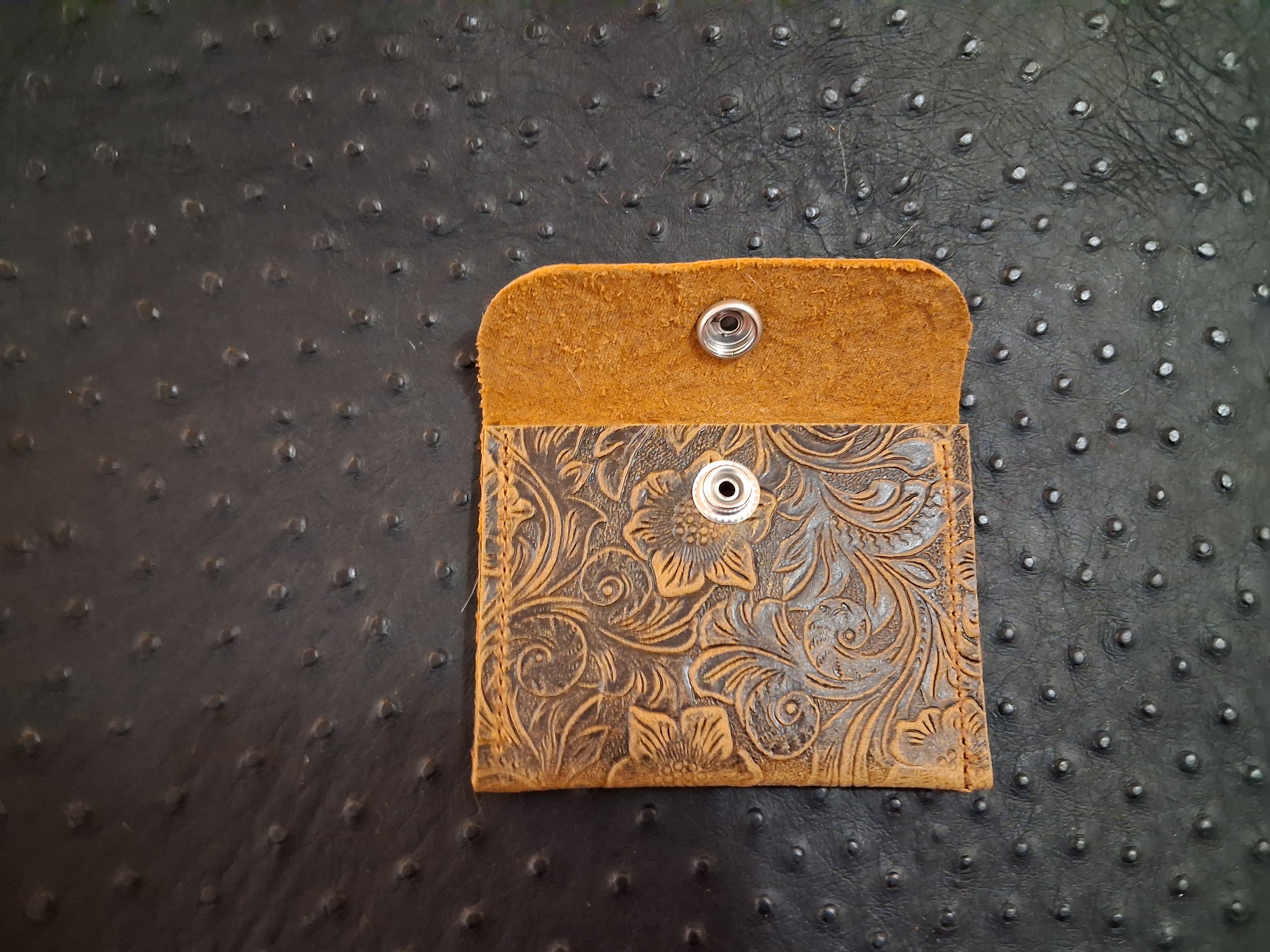 Dark Brown Floral Print Coin Purse
