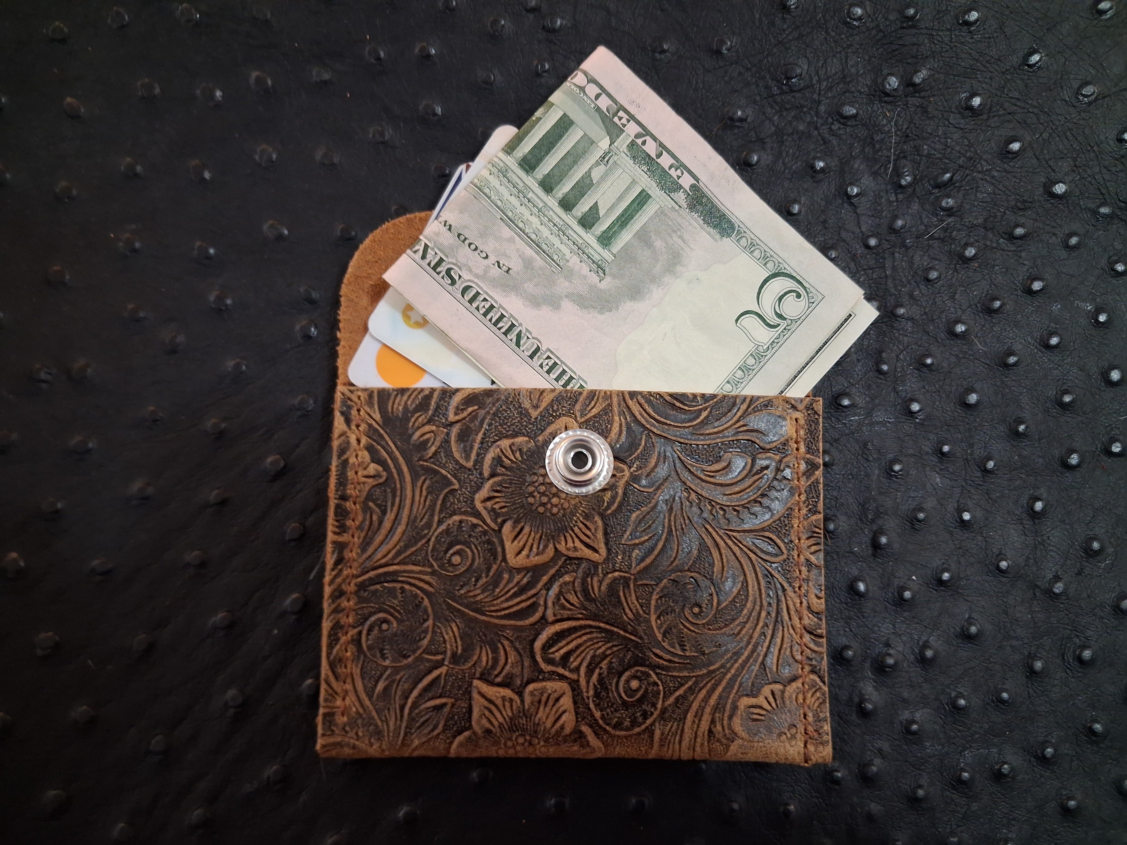 Dark Brown Floral Print Coin Purse