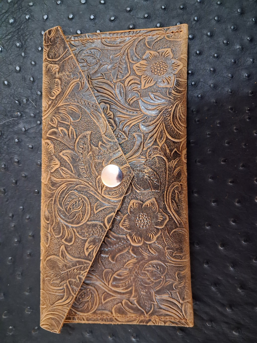 Dark Brown Floral Envelope Wallet