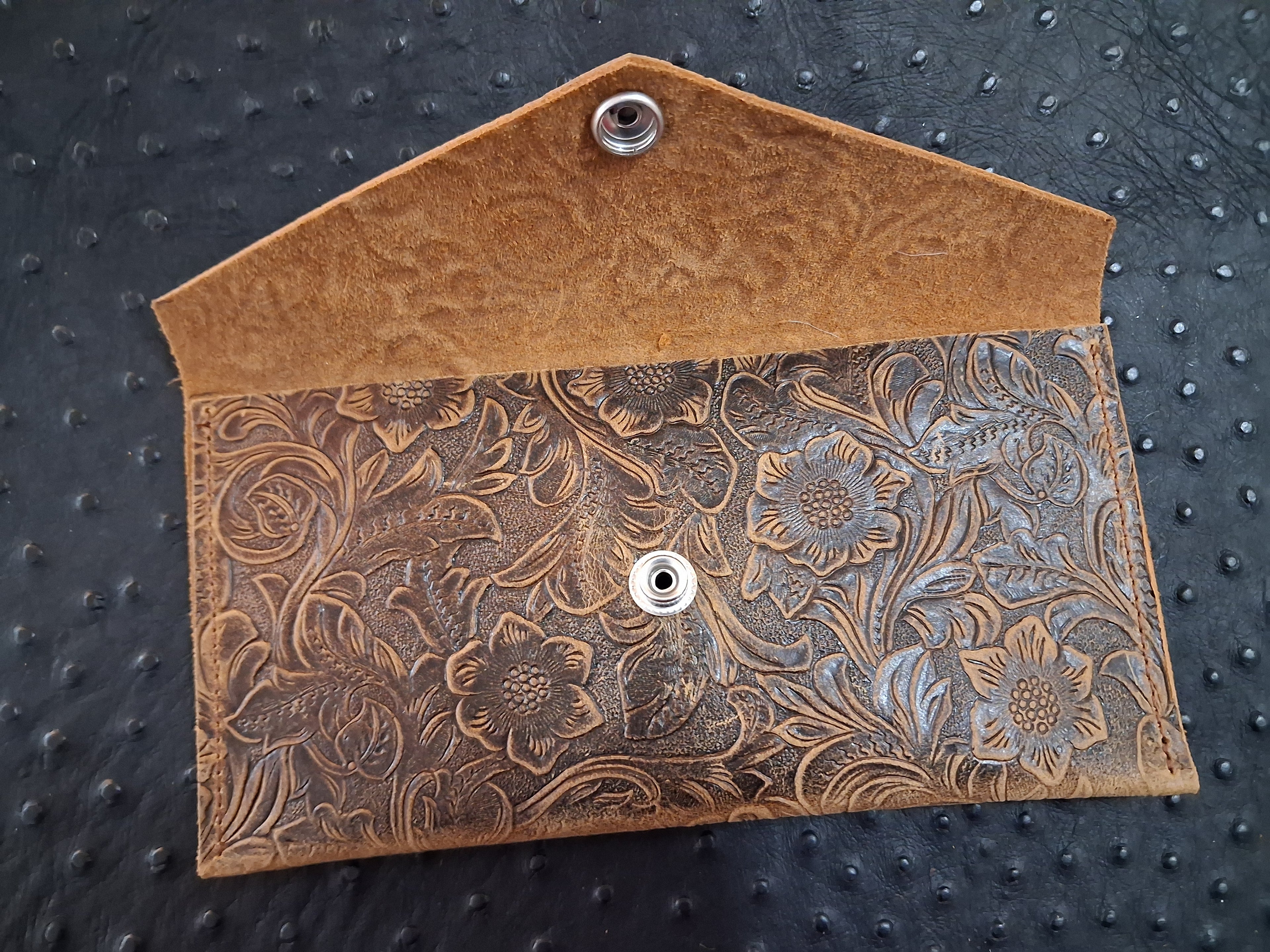 Dark Brown Floral Envelope Wallet