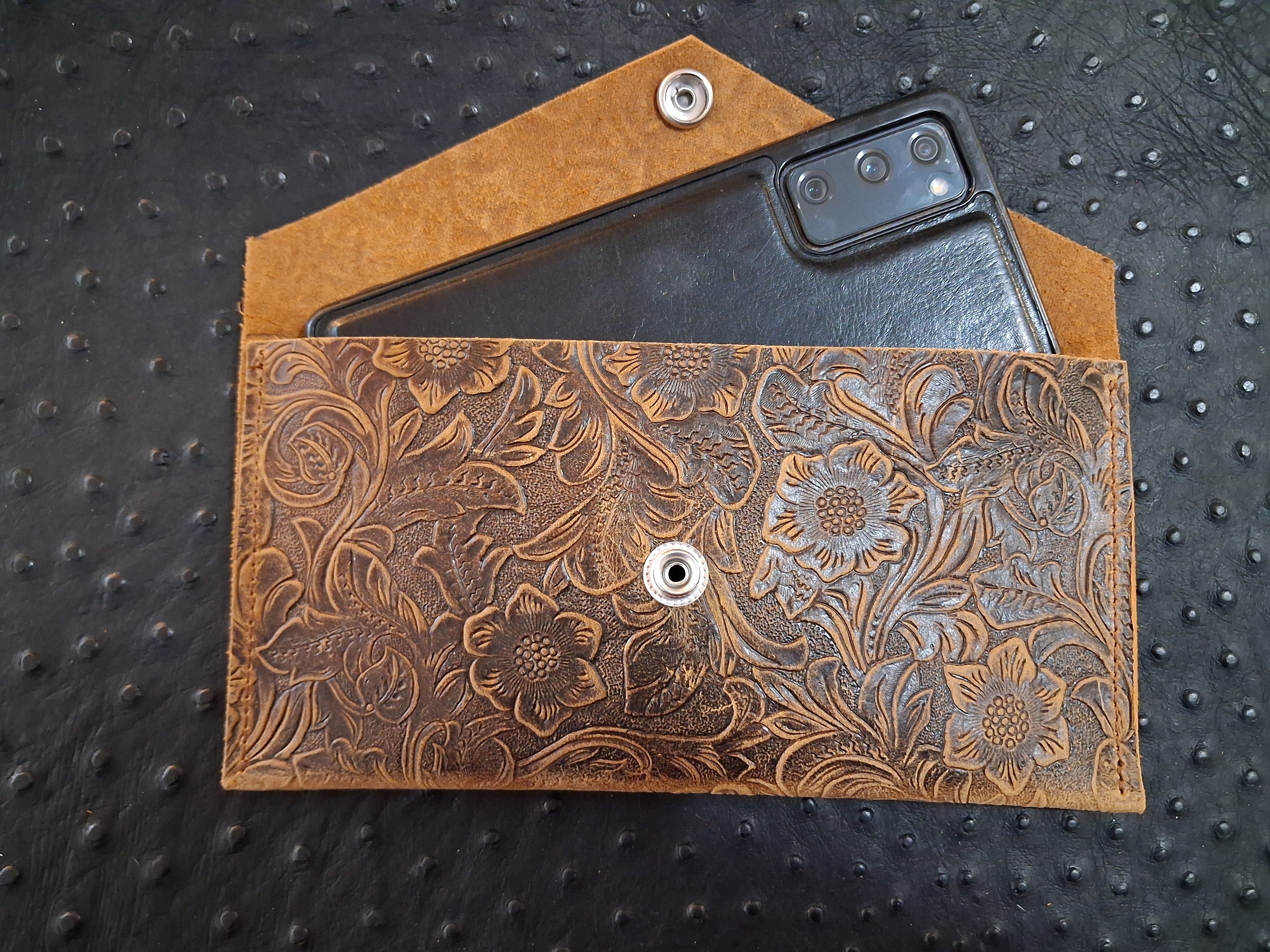 Dark Brown Floral Envelope Wallet