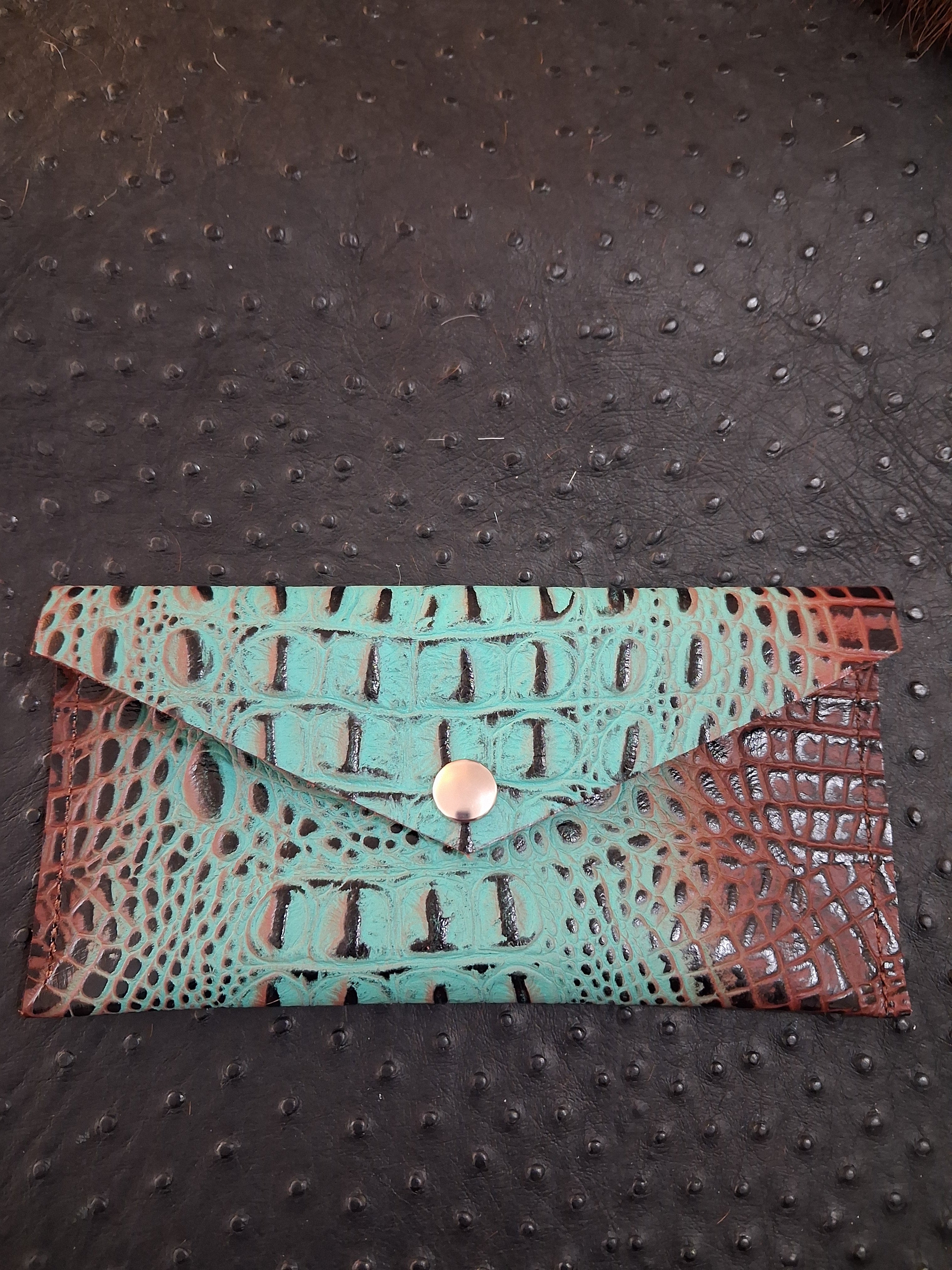 Turquoise and Brown Envelope Wallet