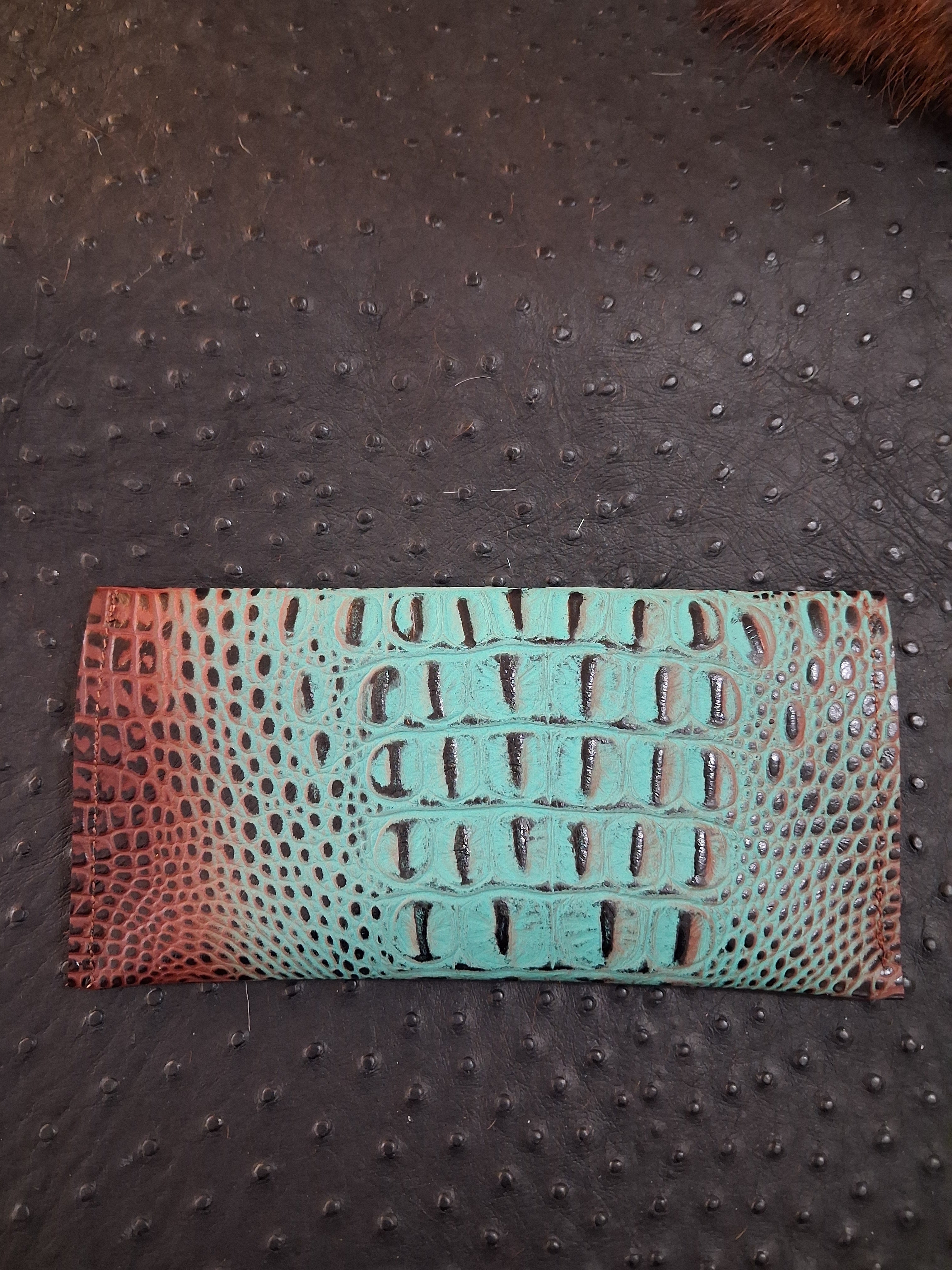 Turquoise and Brown Envelope Wallet