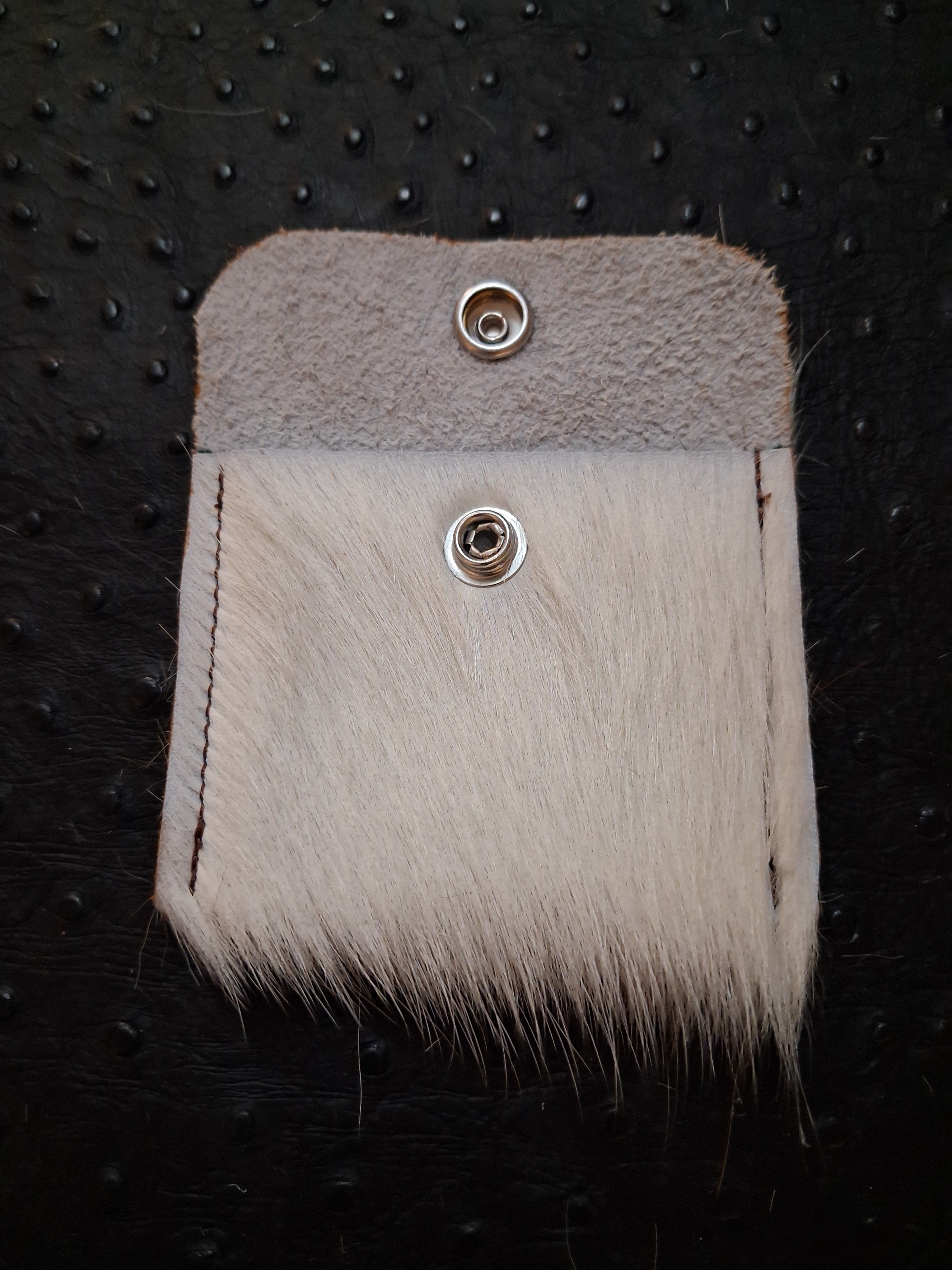 White with black and brown hair-on Coin Purse