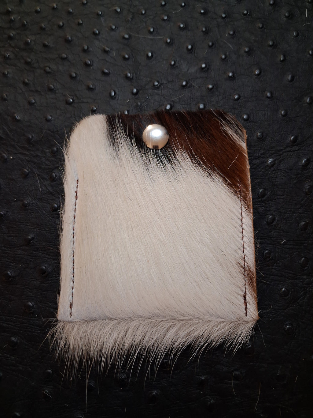 White with black and brown hair-on Coin Purse