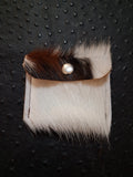 White with black and brown hair-on Coin Purse