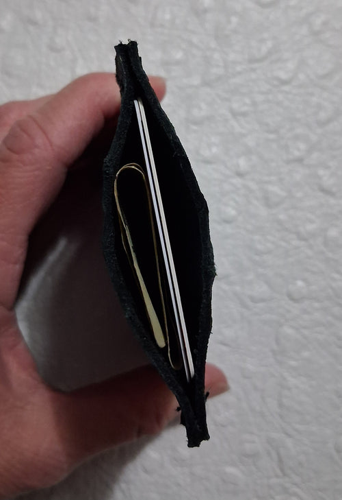 Black Ostrich Print Cardholder