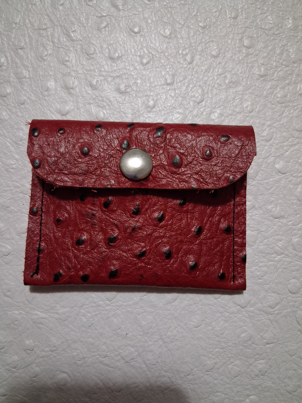 Red Ostrich Print Coin Purse