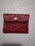 Red Ostrich Print Coin Purse