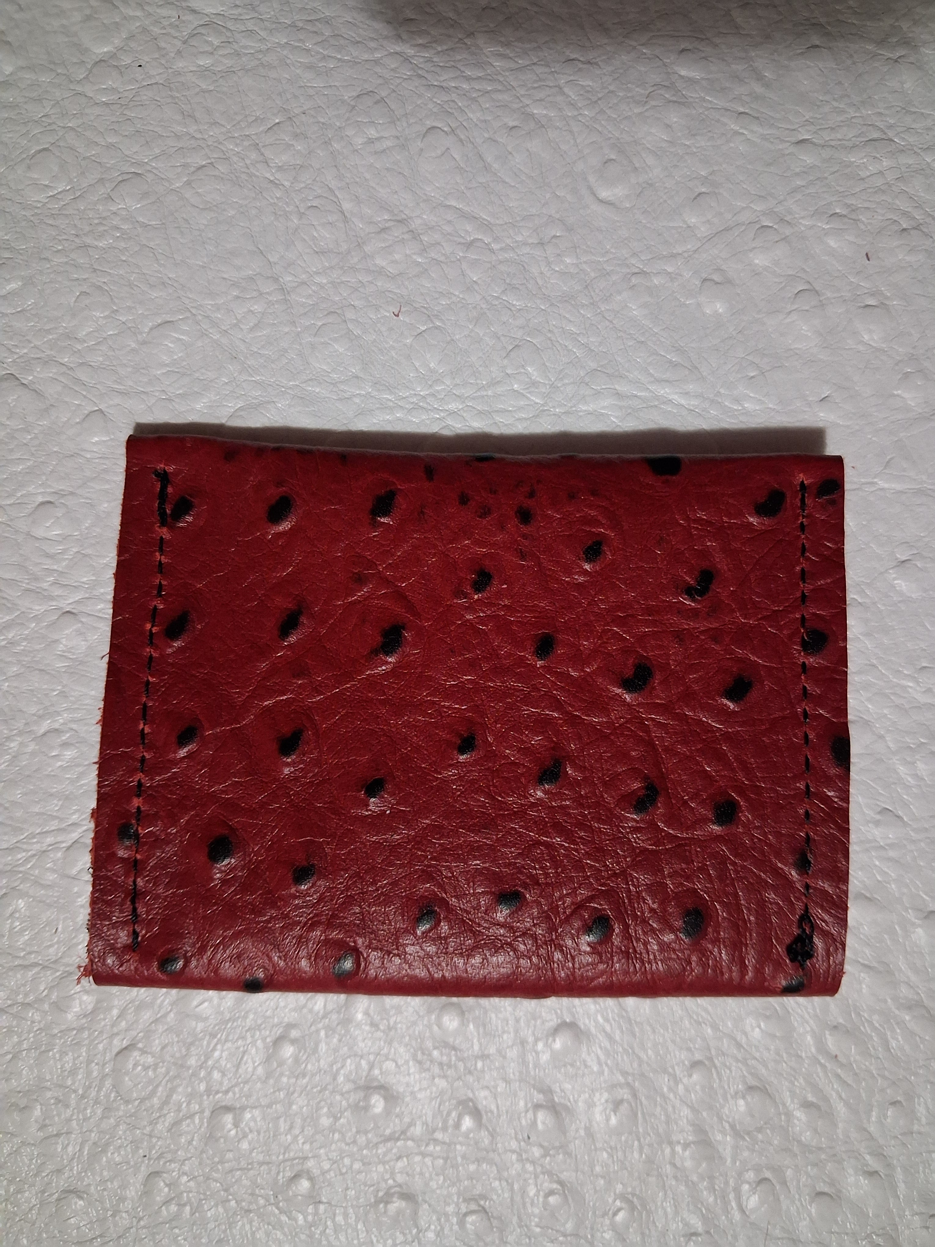 Red Ostrich Print Coin Purse
