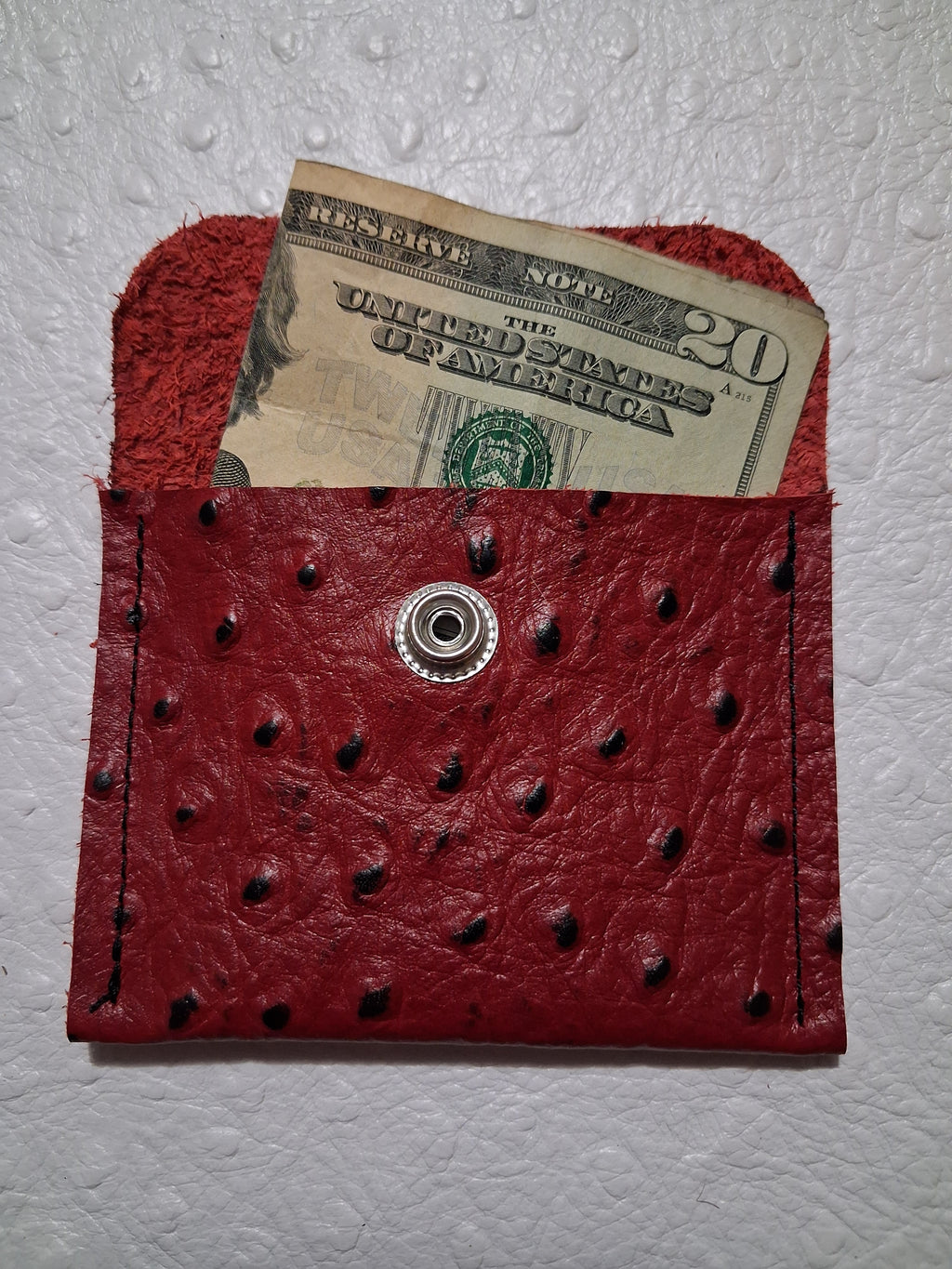 Red Ostrich Print Coin Purse