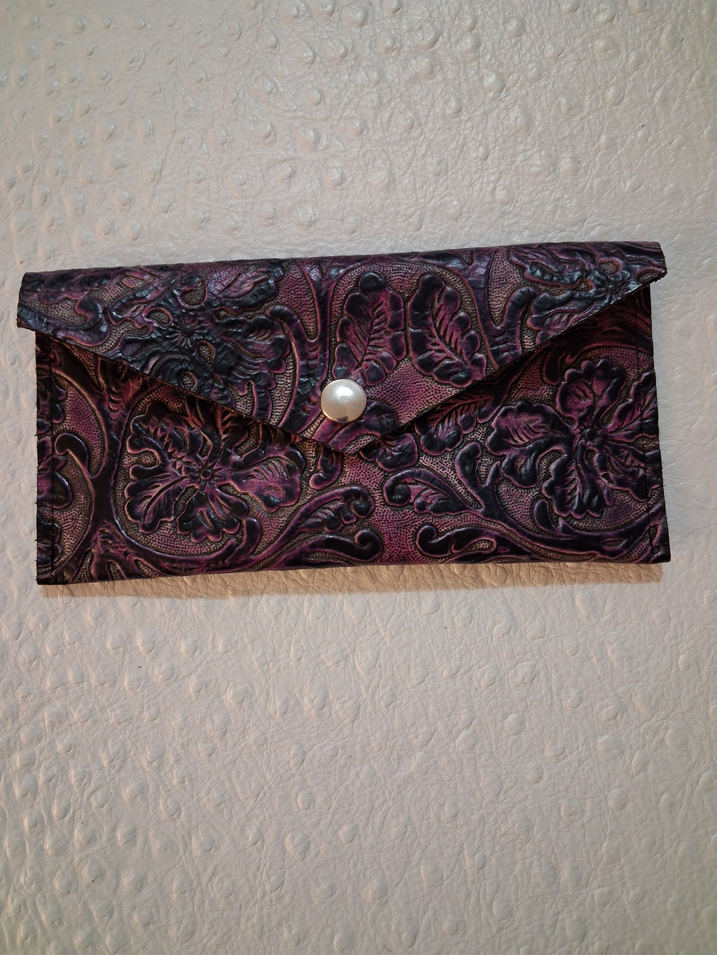 Purple & Black Floral Print Envelope Wallet