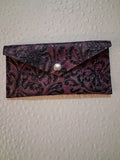 Purple & Black Floral Print Envelope Wallet