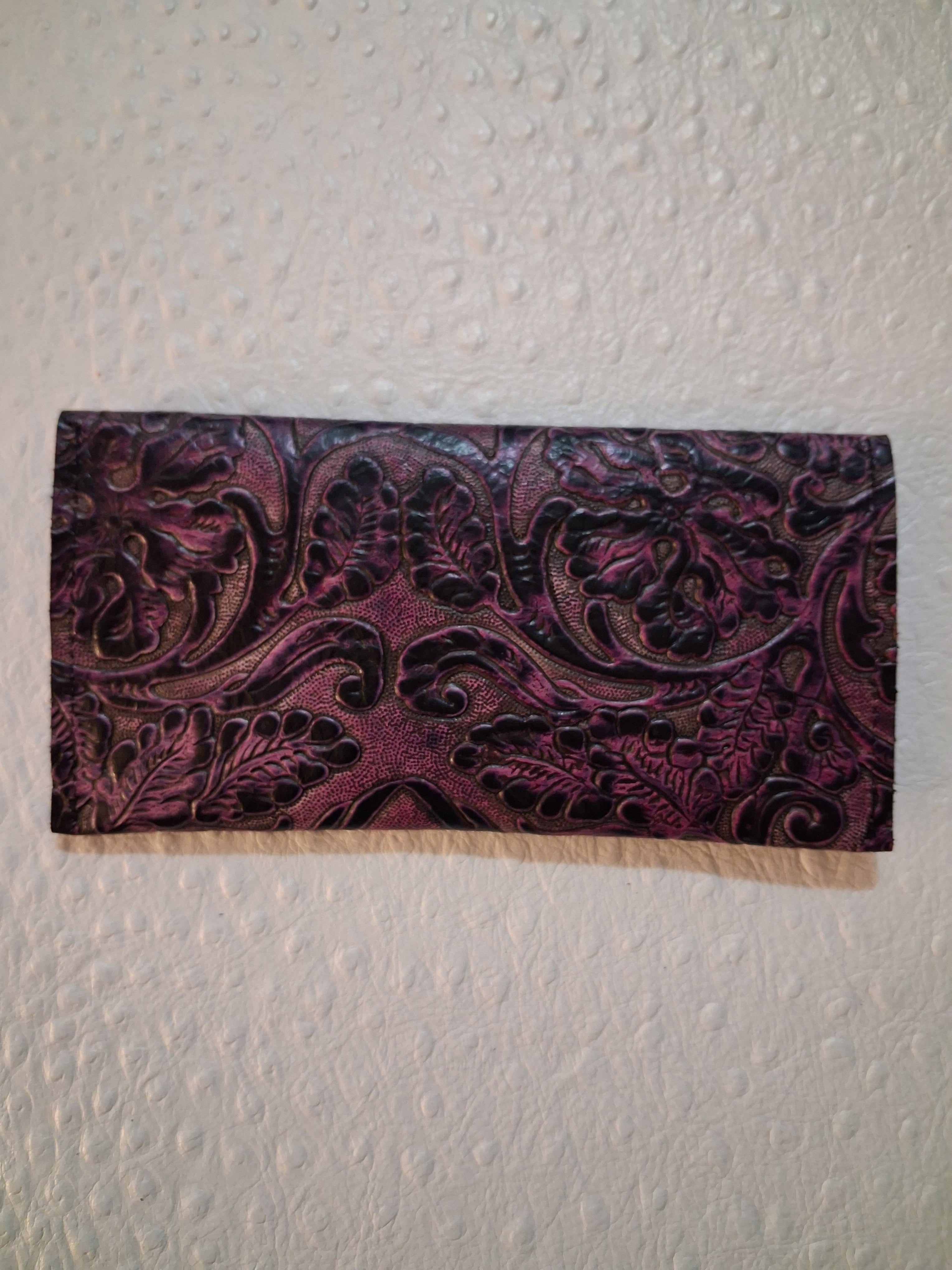 Purple & Black Floral Print Envelope Wallet