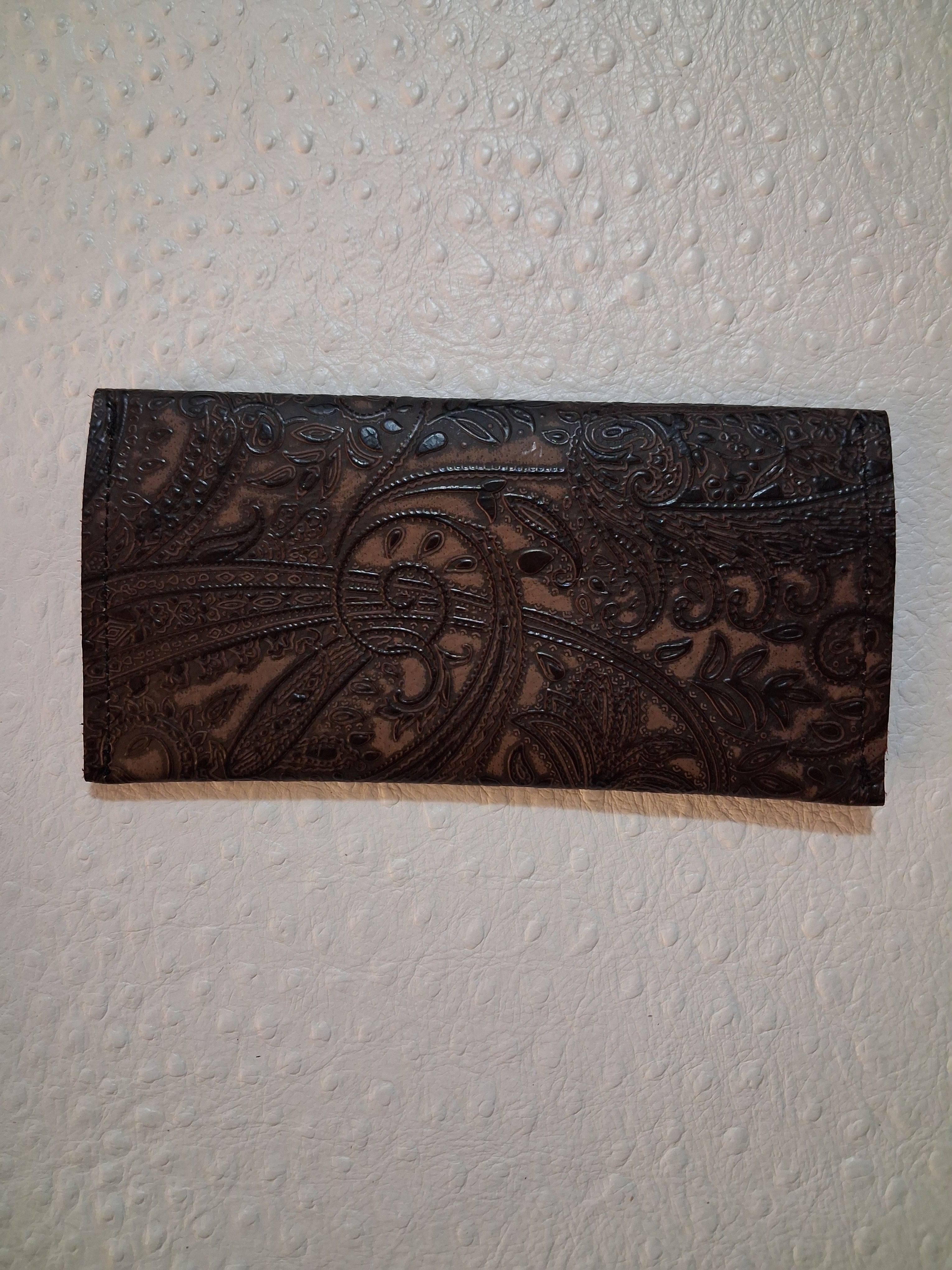 Brown Paisley Print Envelope Wallet