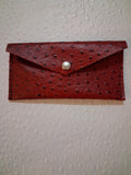 Red Ostrich Print Envelope Wallet