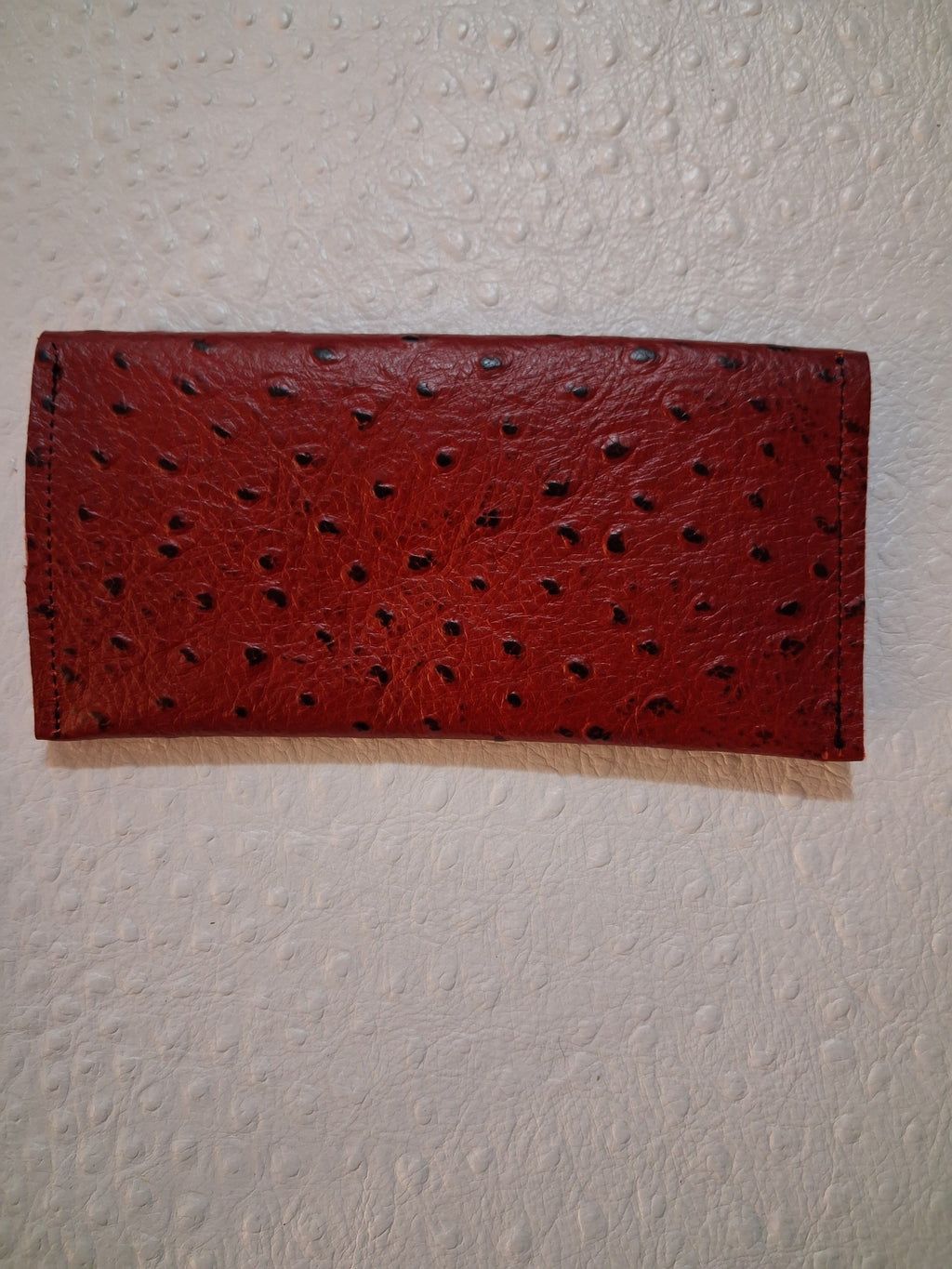 Red Ostrich Print Envelope Wallet