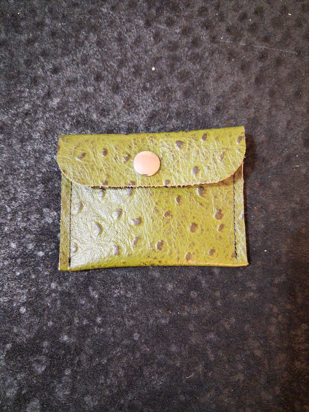 Green Ostrich Print Coin Purse