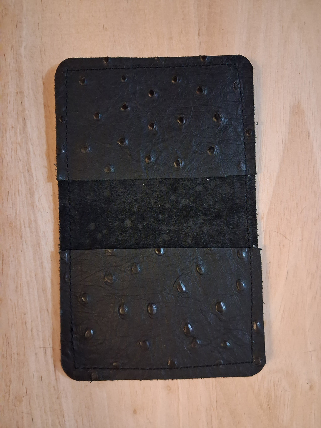 Single Fold Wallet - Black Ostrich Print