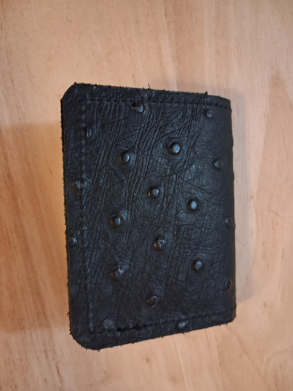 Single Fold Wallet - Black Ostrich Print