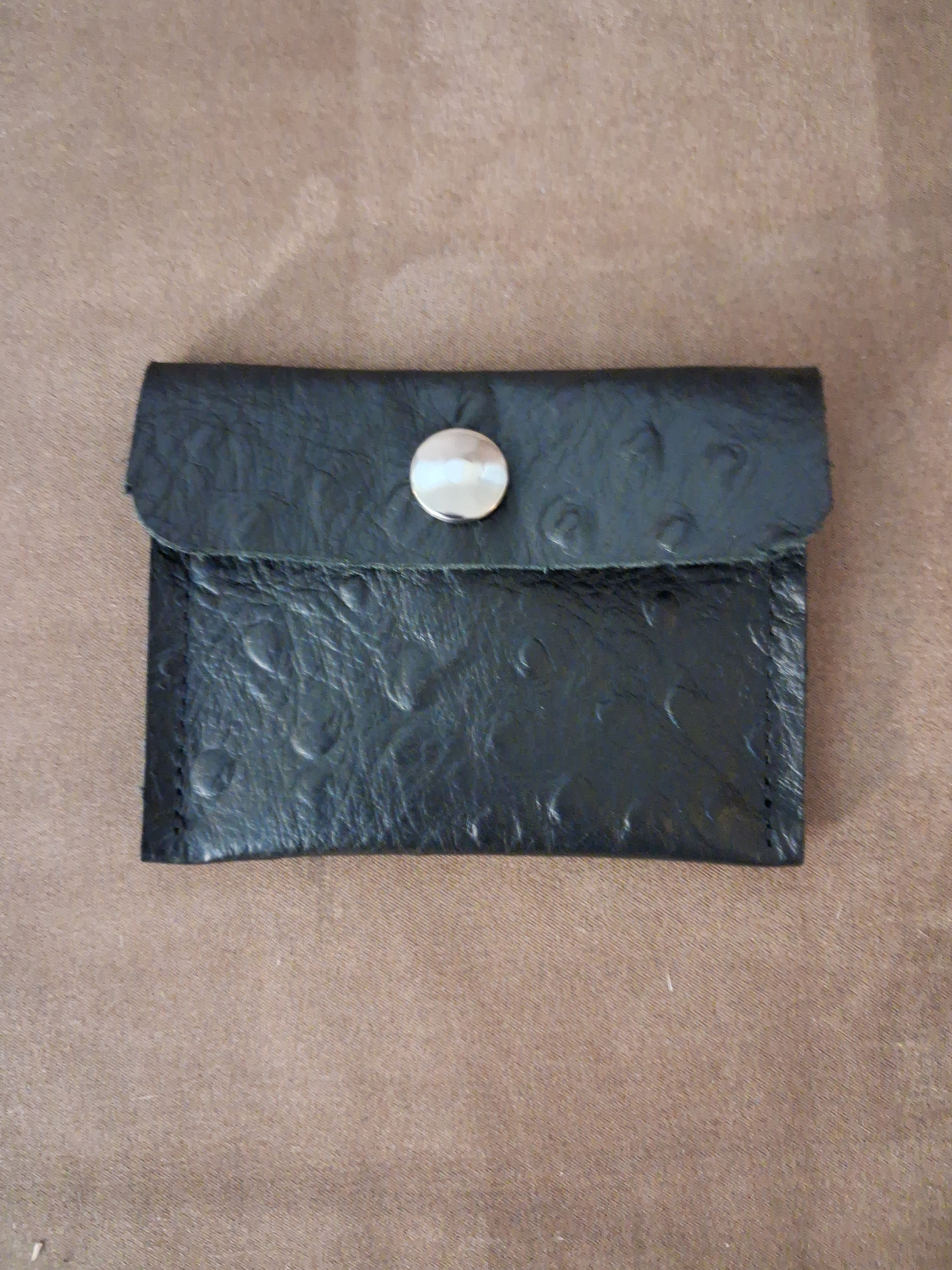 Black Ostrich Print Coin Purse