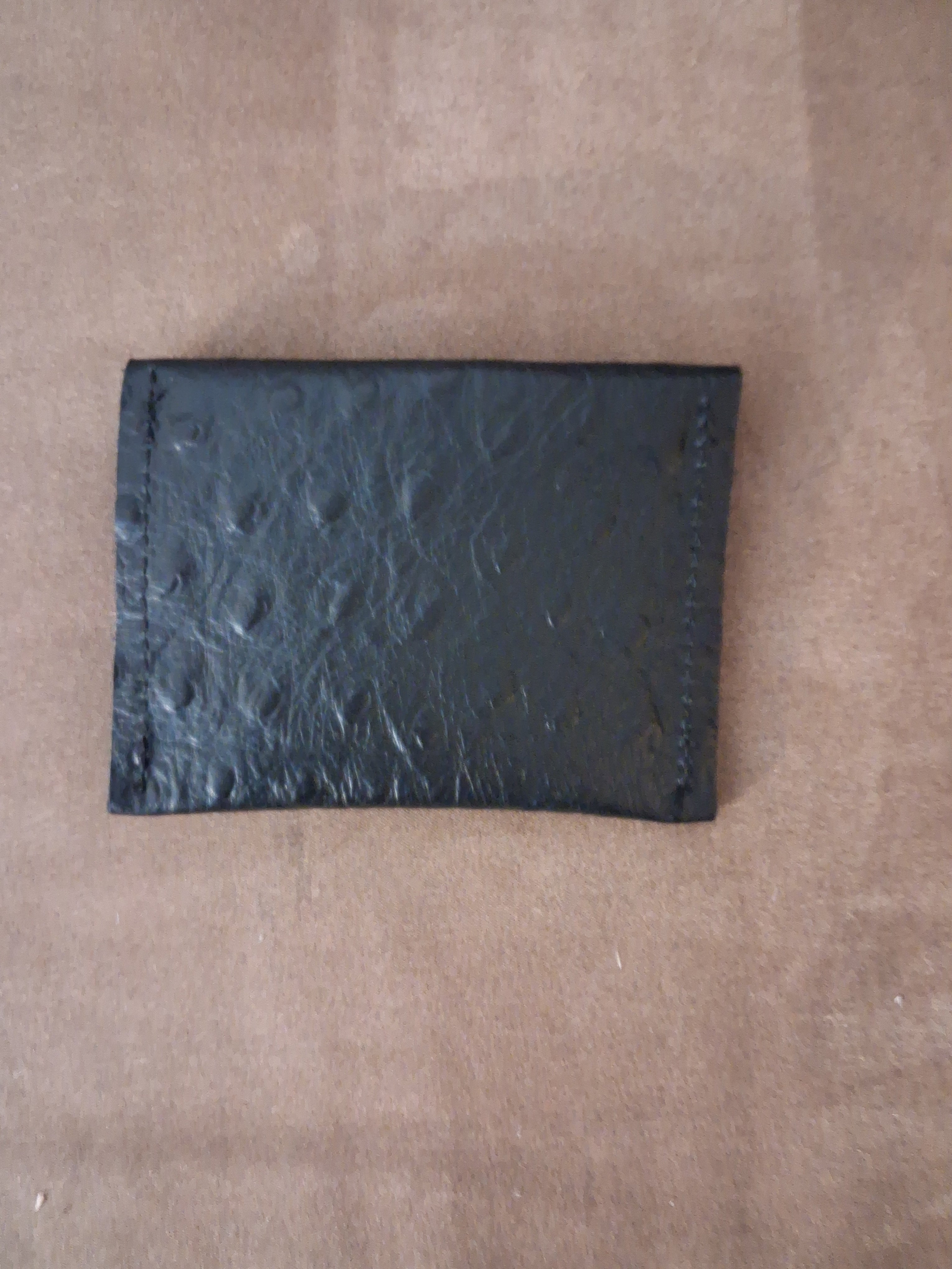 Black Ostrich Print Coin Purse