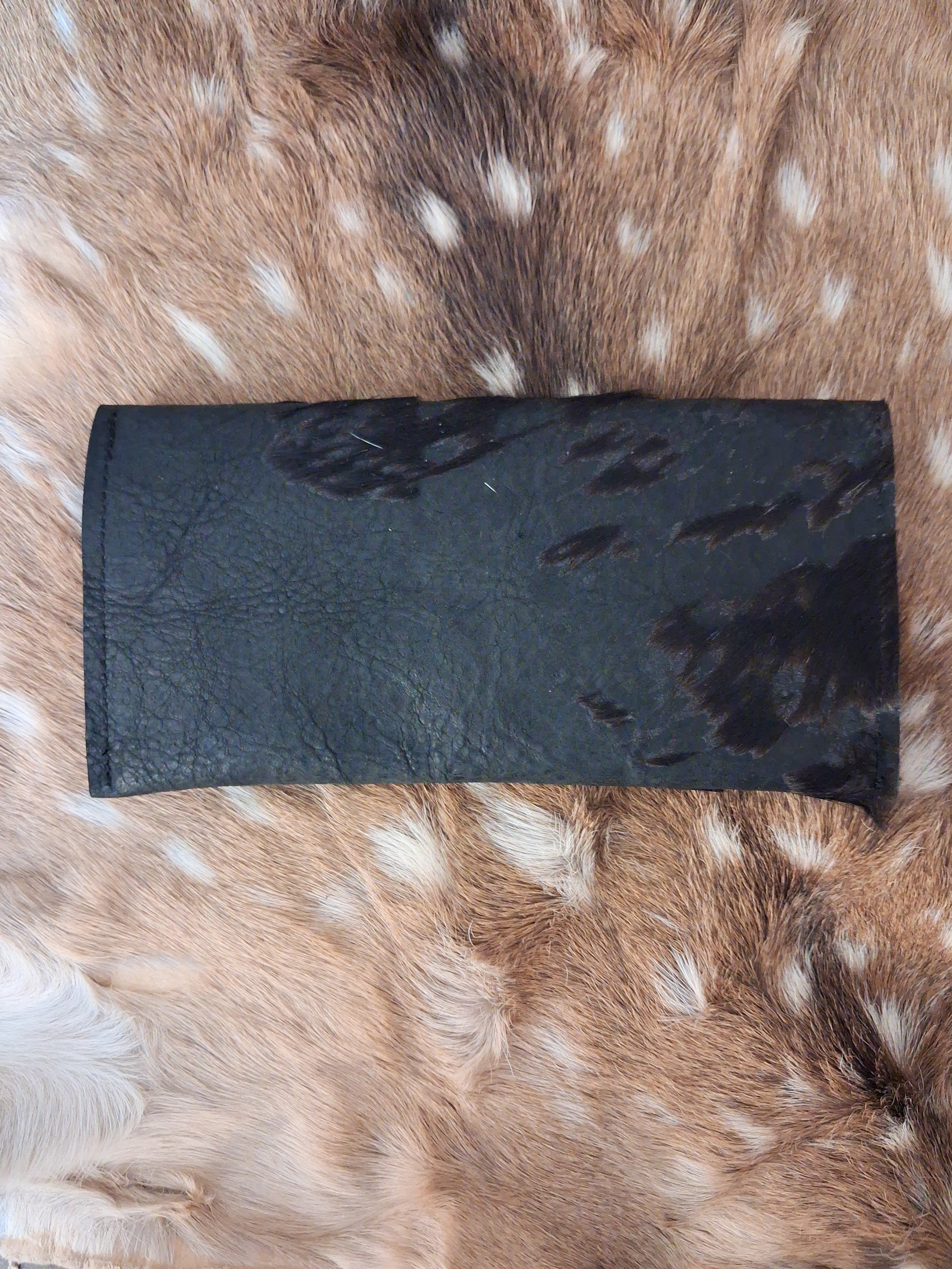 Black Acid-Washed Hair-on Envelope Wallet
