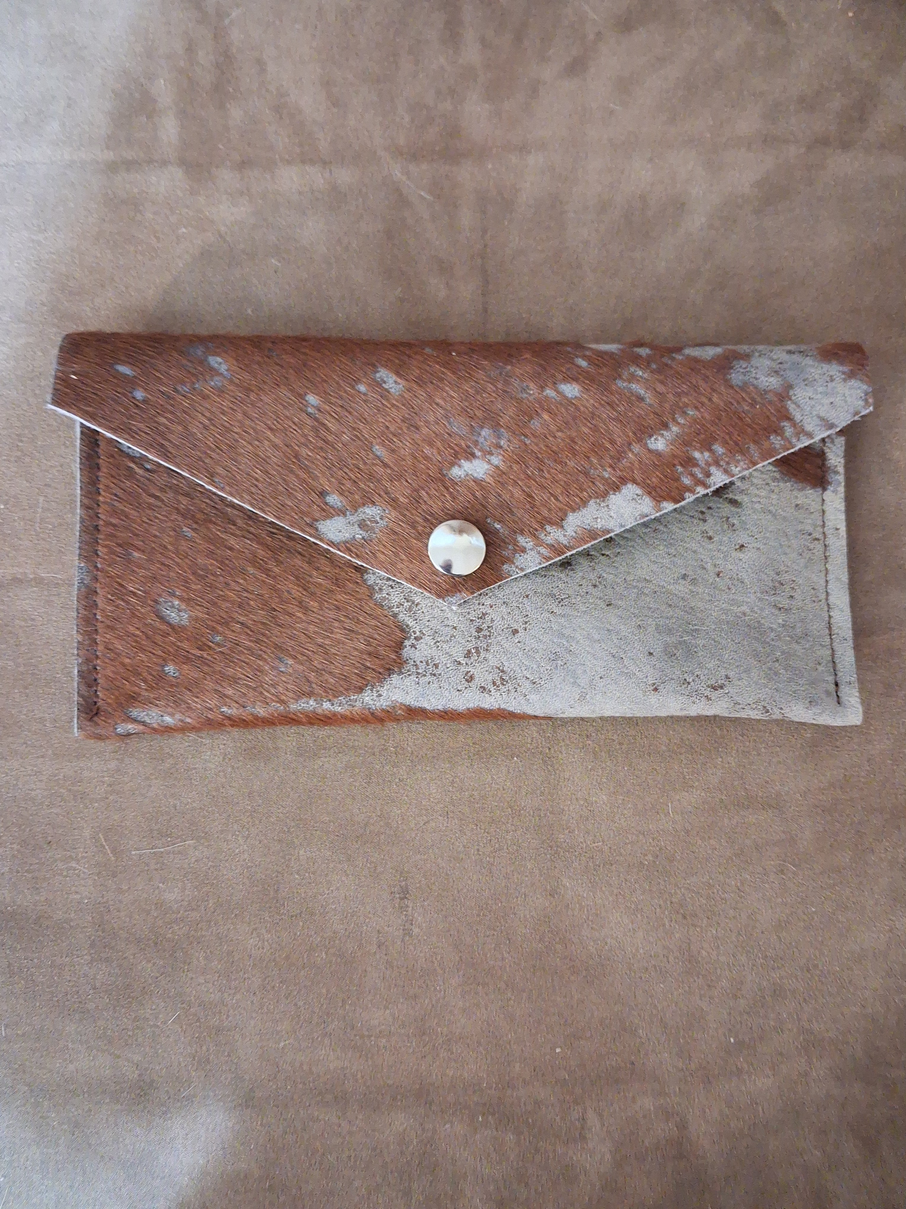 Grey & Brown Acid-washed Envelope Wallet