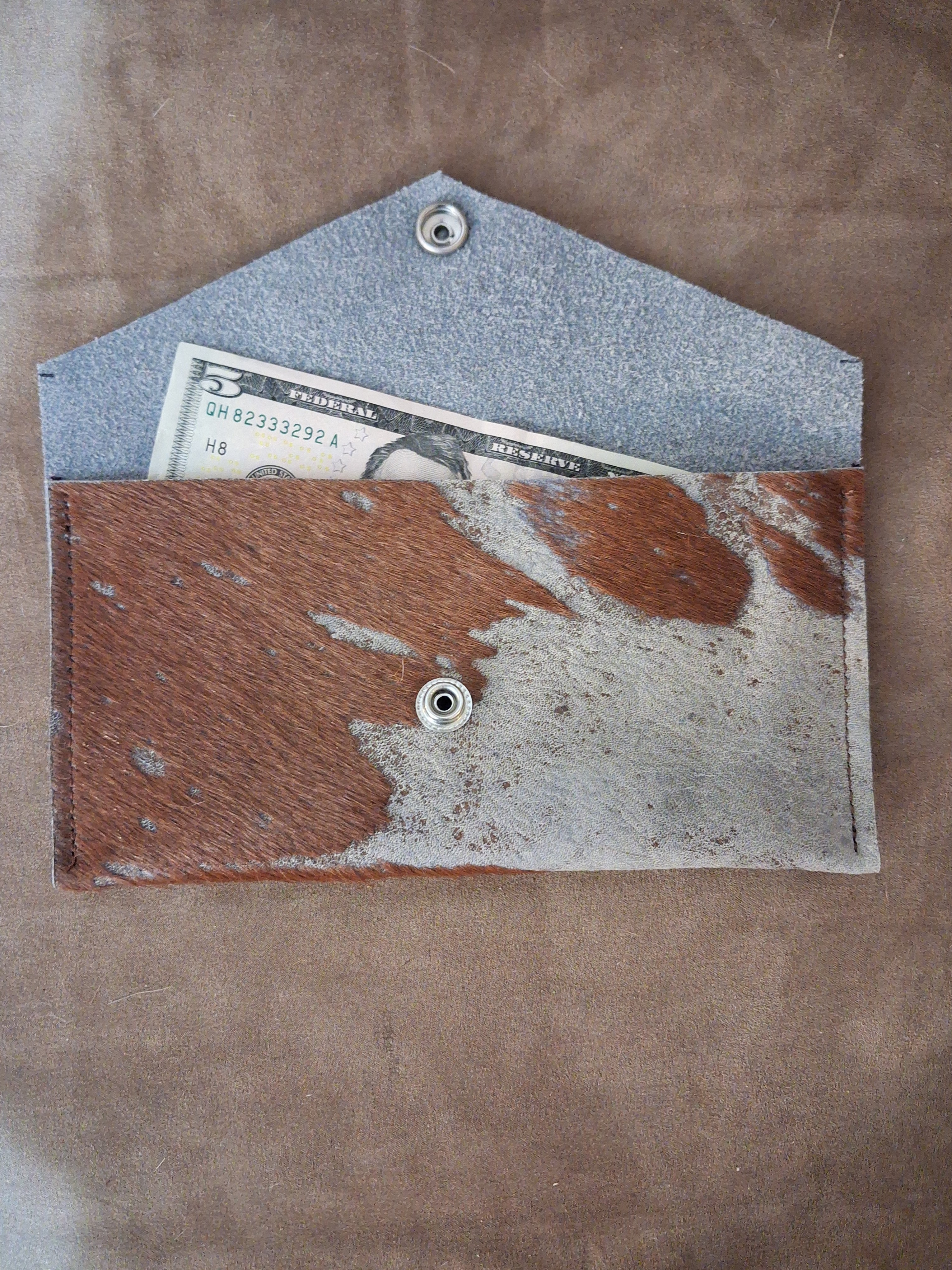 Grey & Brown Acid-washed Envelope Wallet