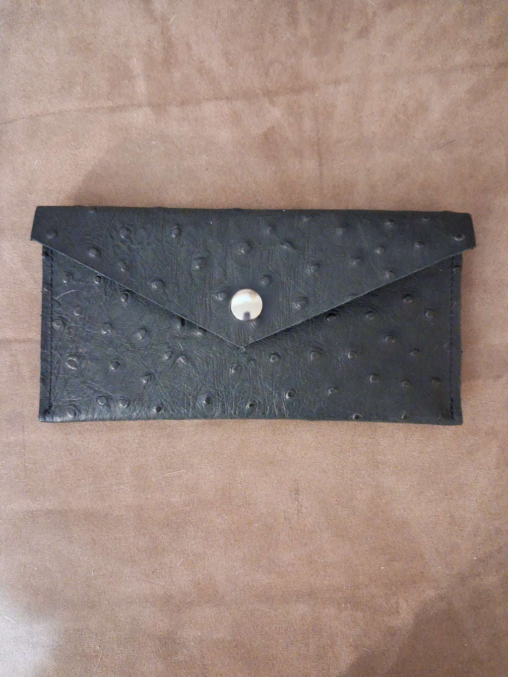 Black Ostrich Print Envelope Wallet