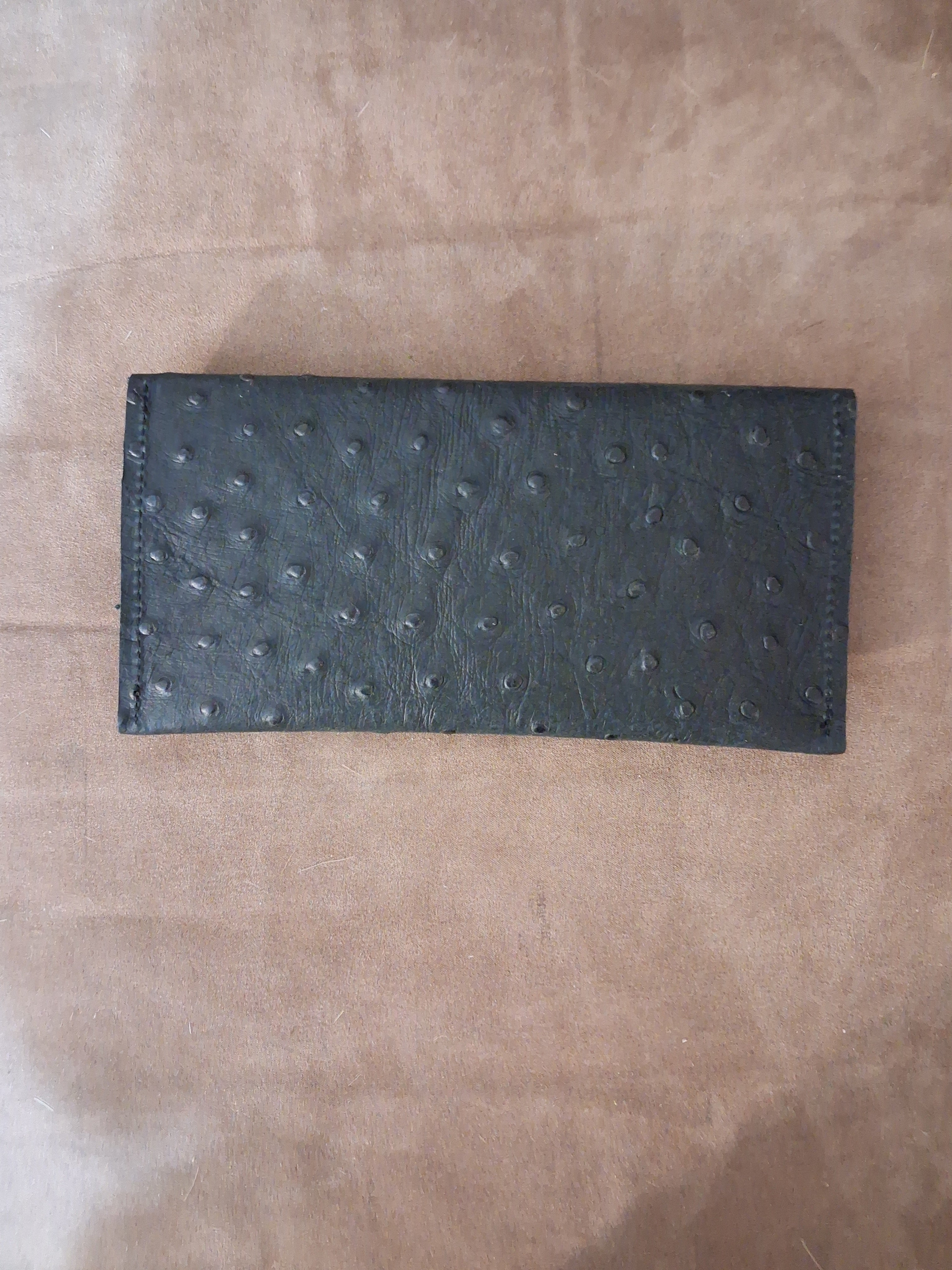 Black Ostrich Print Envelope Wallet