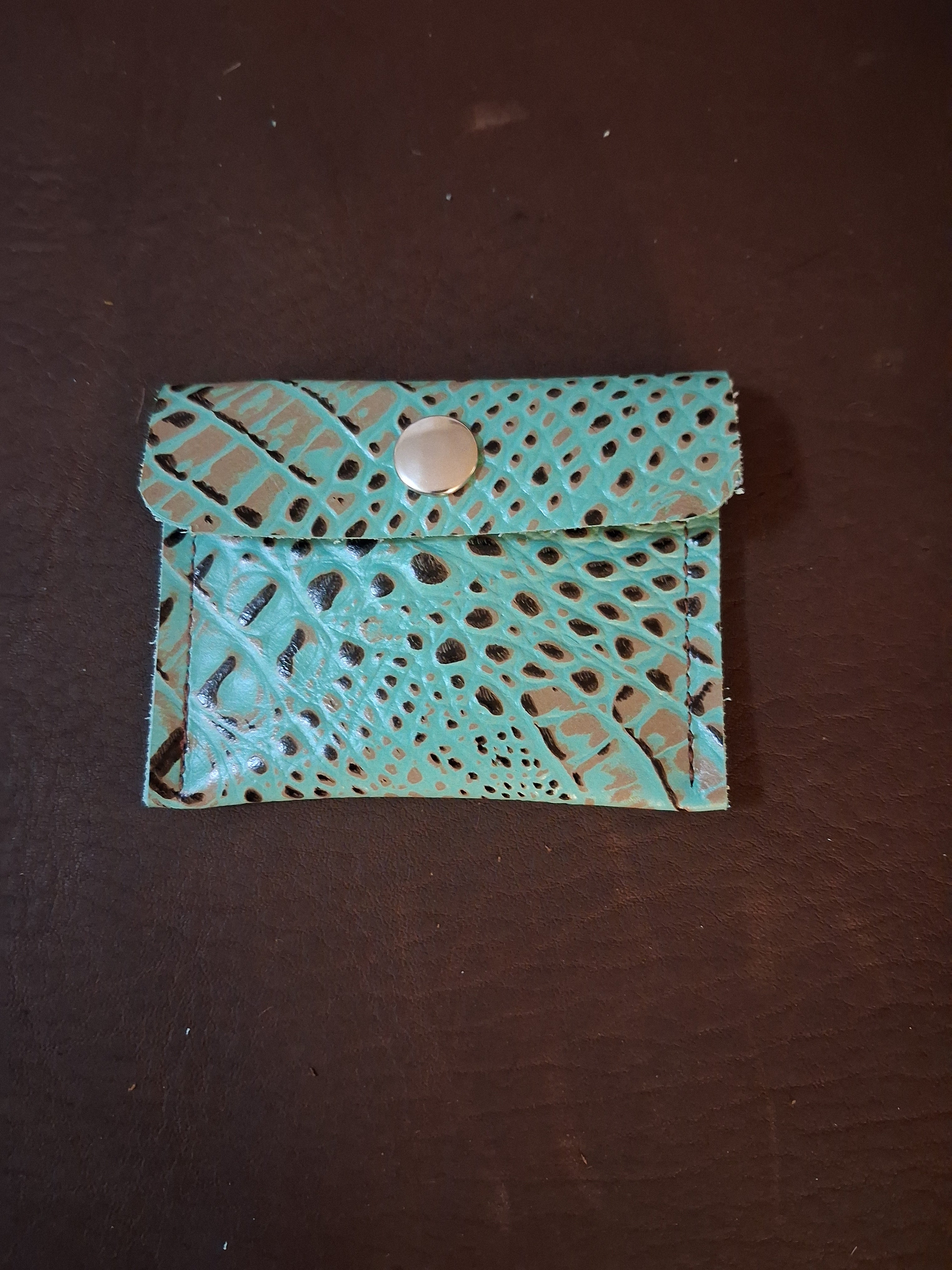Turquoise and Brown Alligator Print Coin Purse