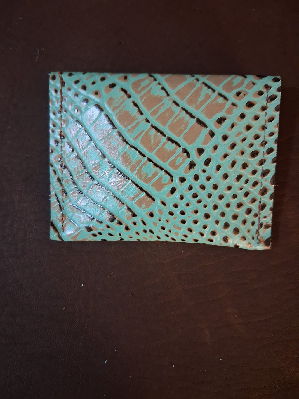 Turquoise and Brown Alligator Print Coin Purse