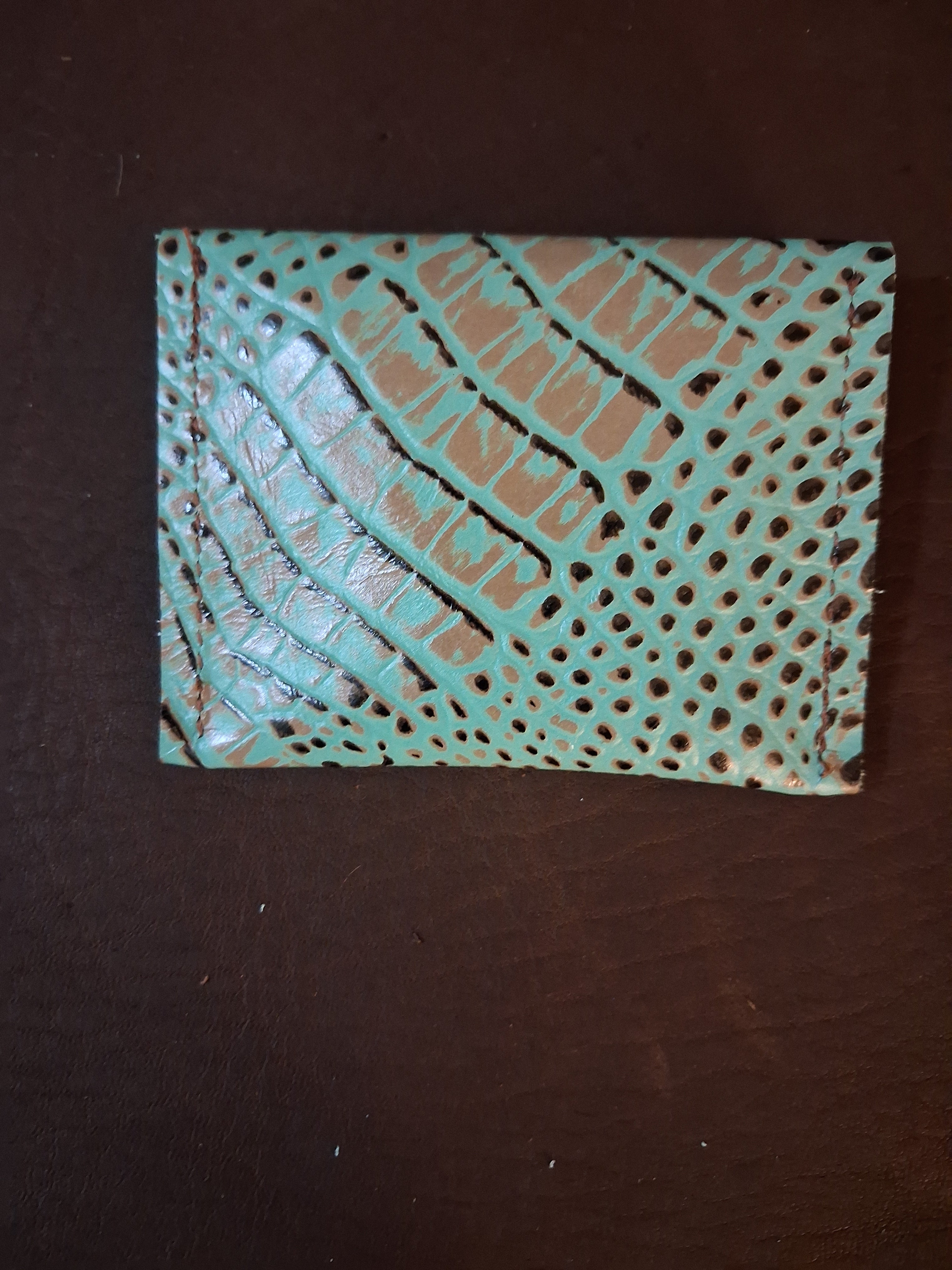 Turquoise and Brown Alligator Print Coin Purse