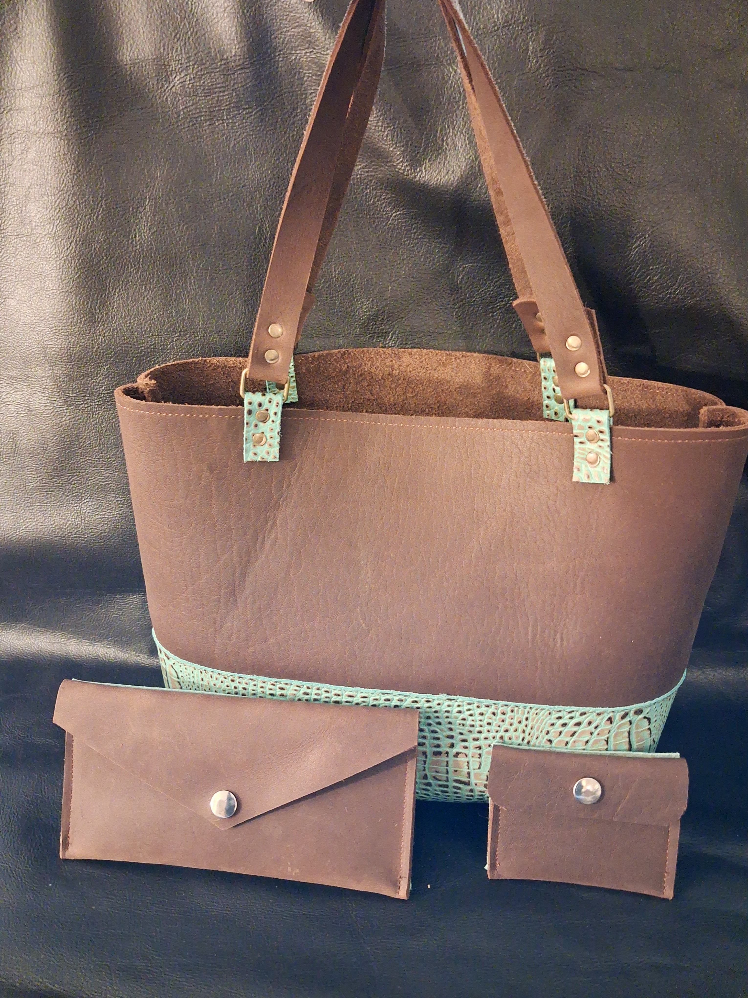 Brown & Turquoise Purse Set