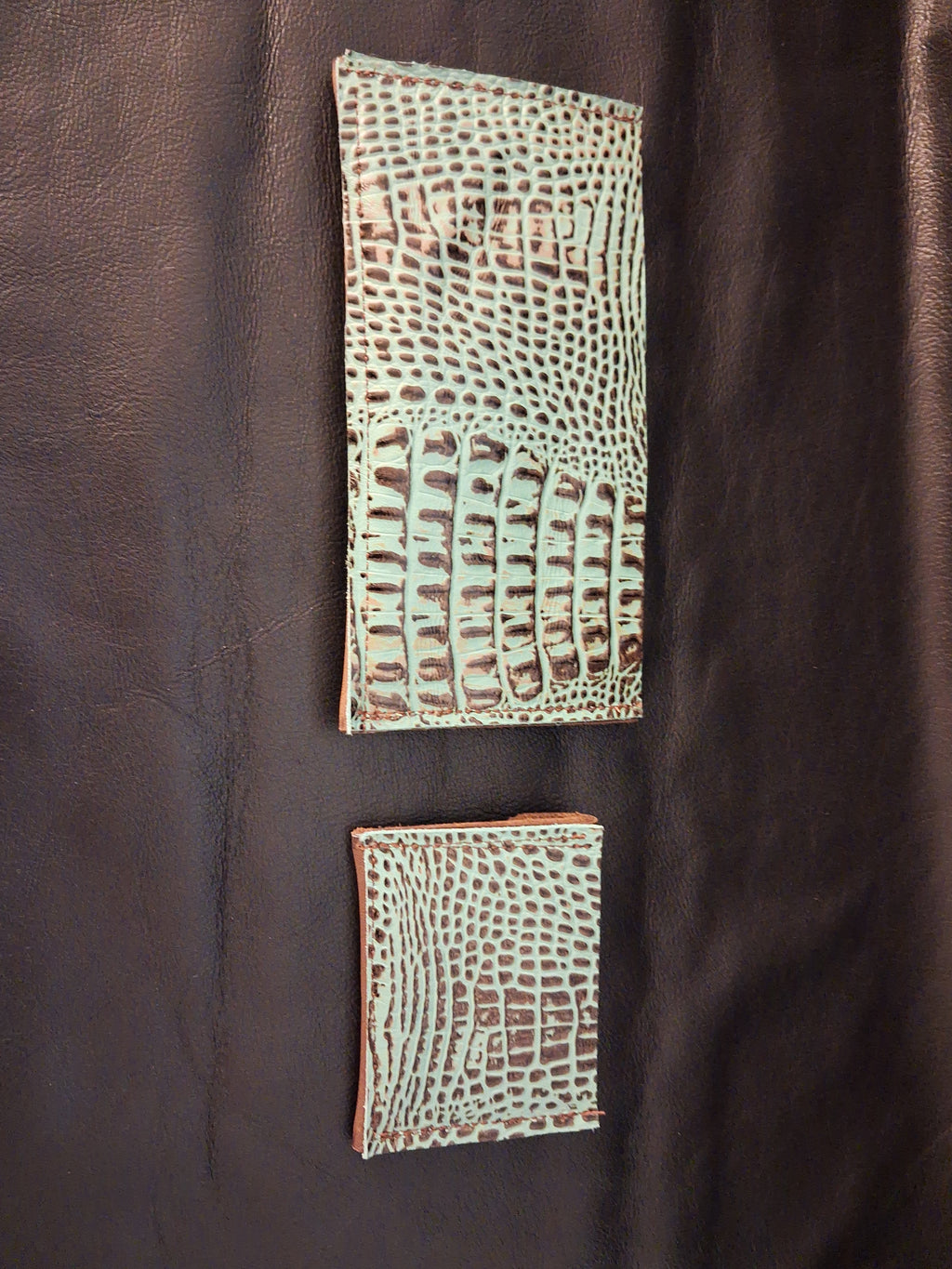 Brown with Turquoise Band Purse Set