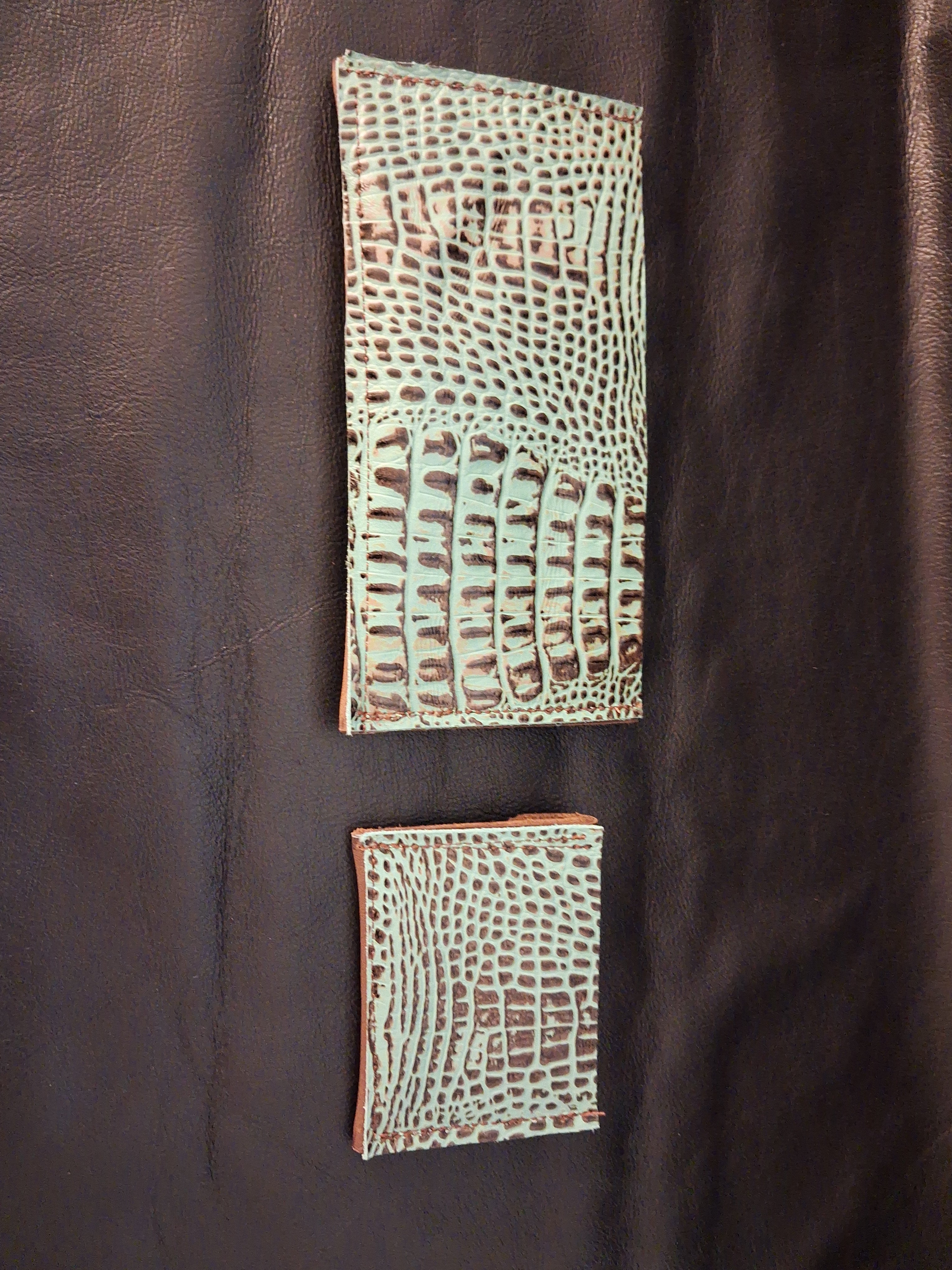 Brown with Turquoise Band Purse Set