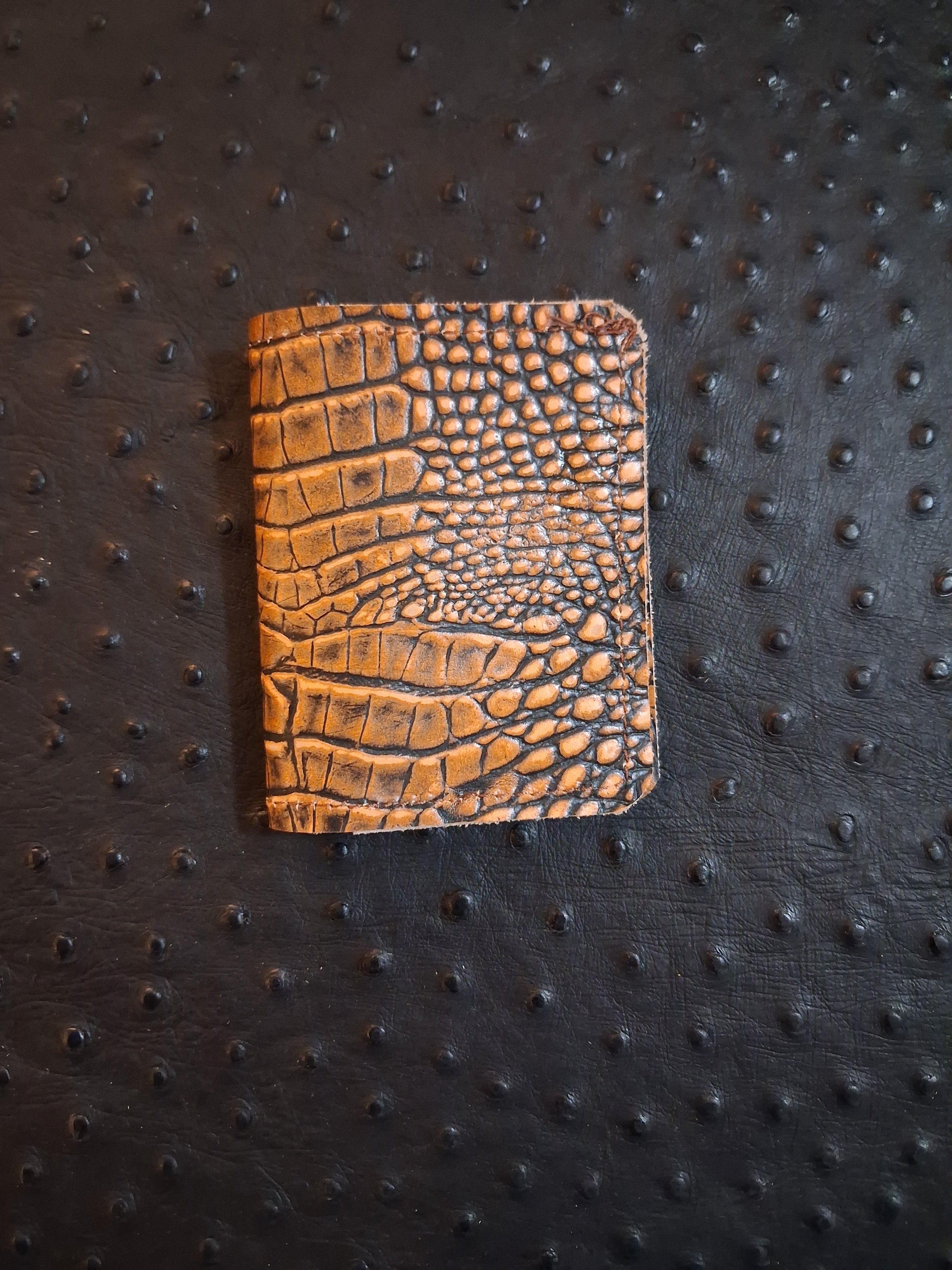 Orange and Black single-fold wallet