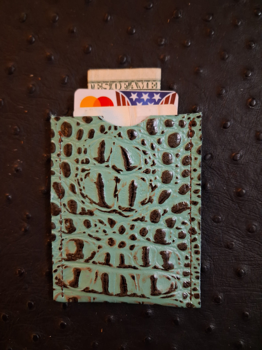 Turquoise and Brown Cardholder