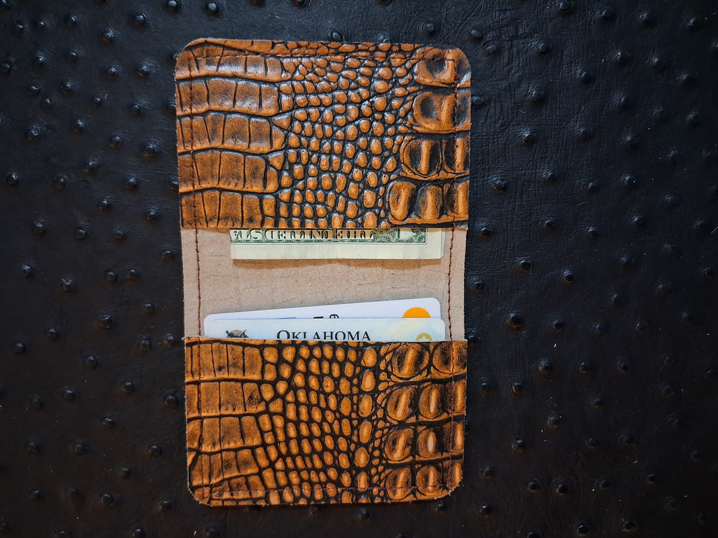 Orange and Black single-fold wallet