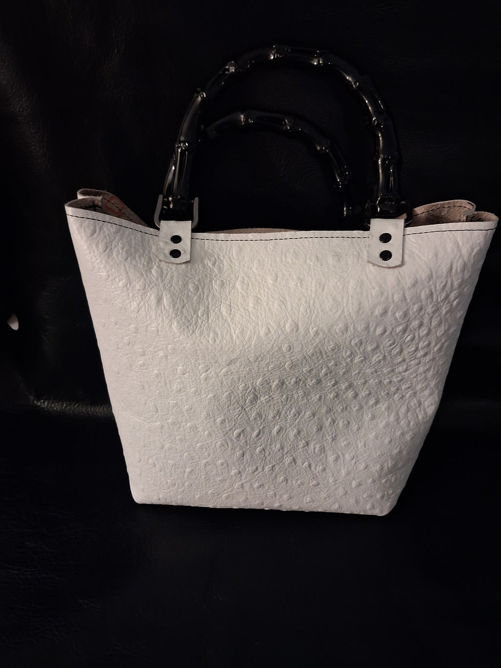 White Ostrich Print Purse